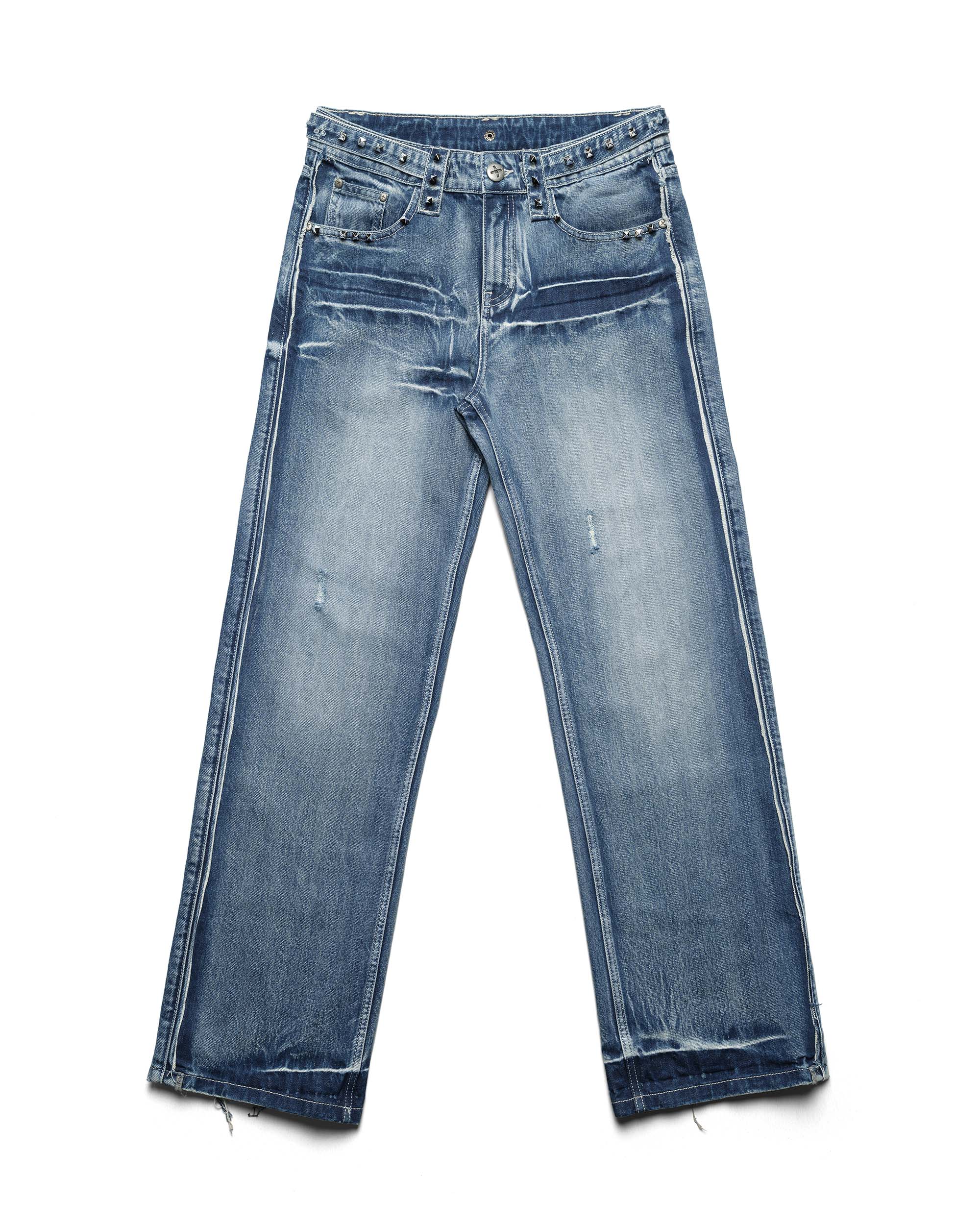 Bleached studded denim