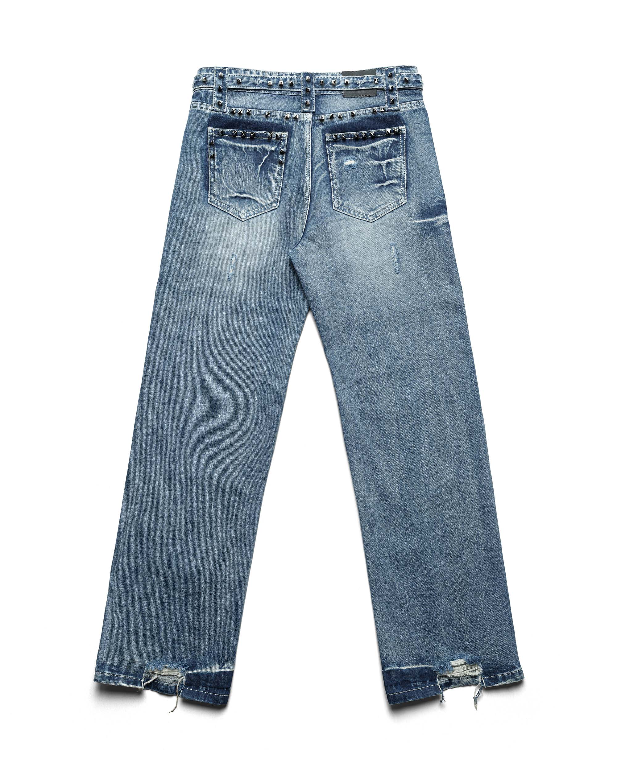 Bleached studded denim