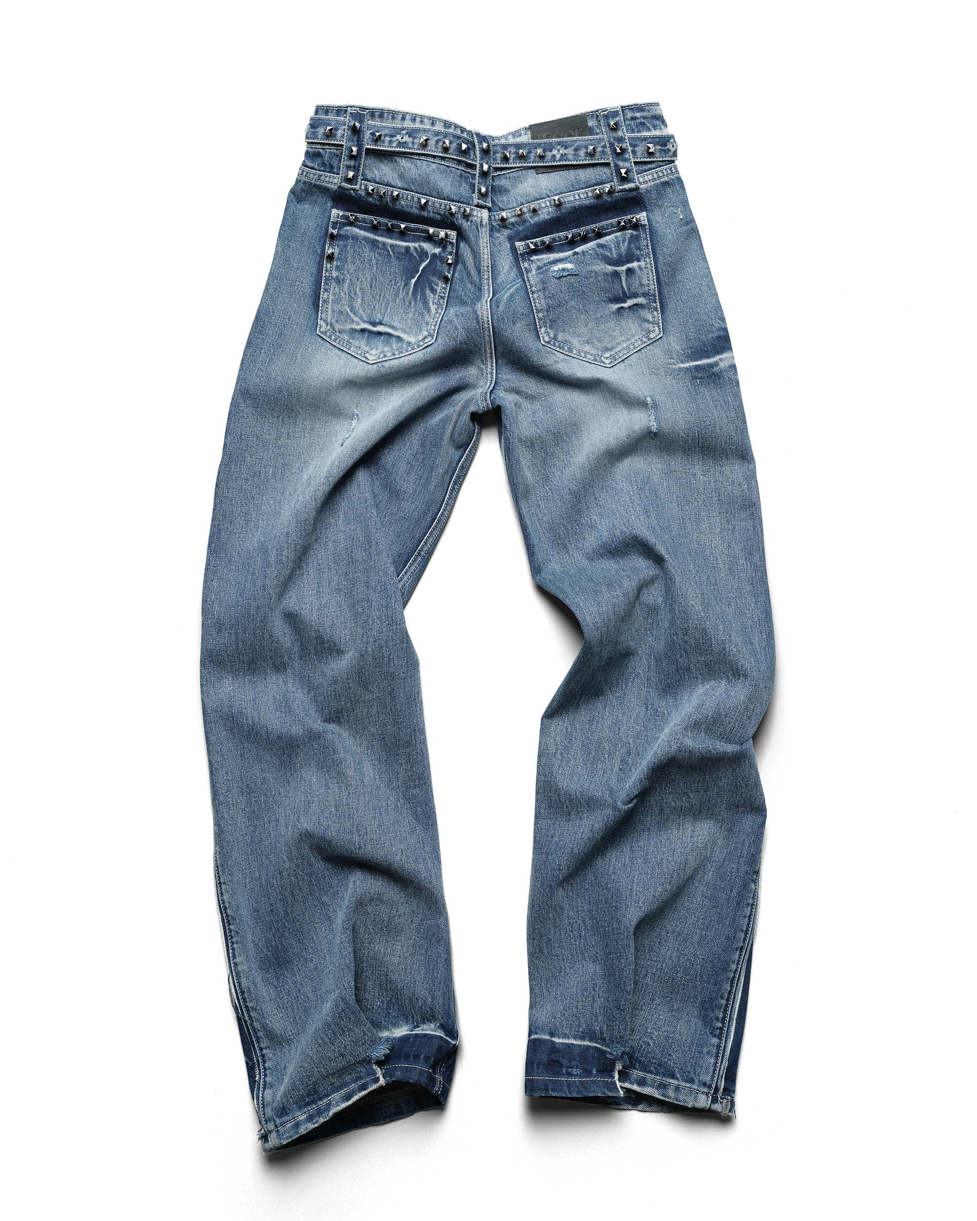 Bleached studded denim