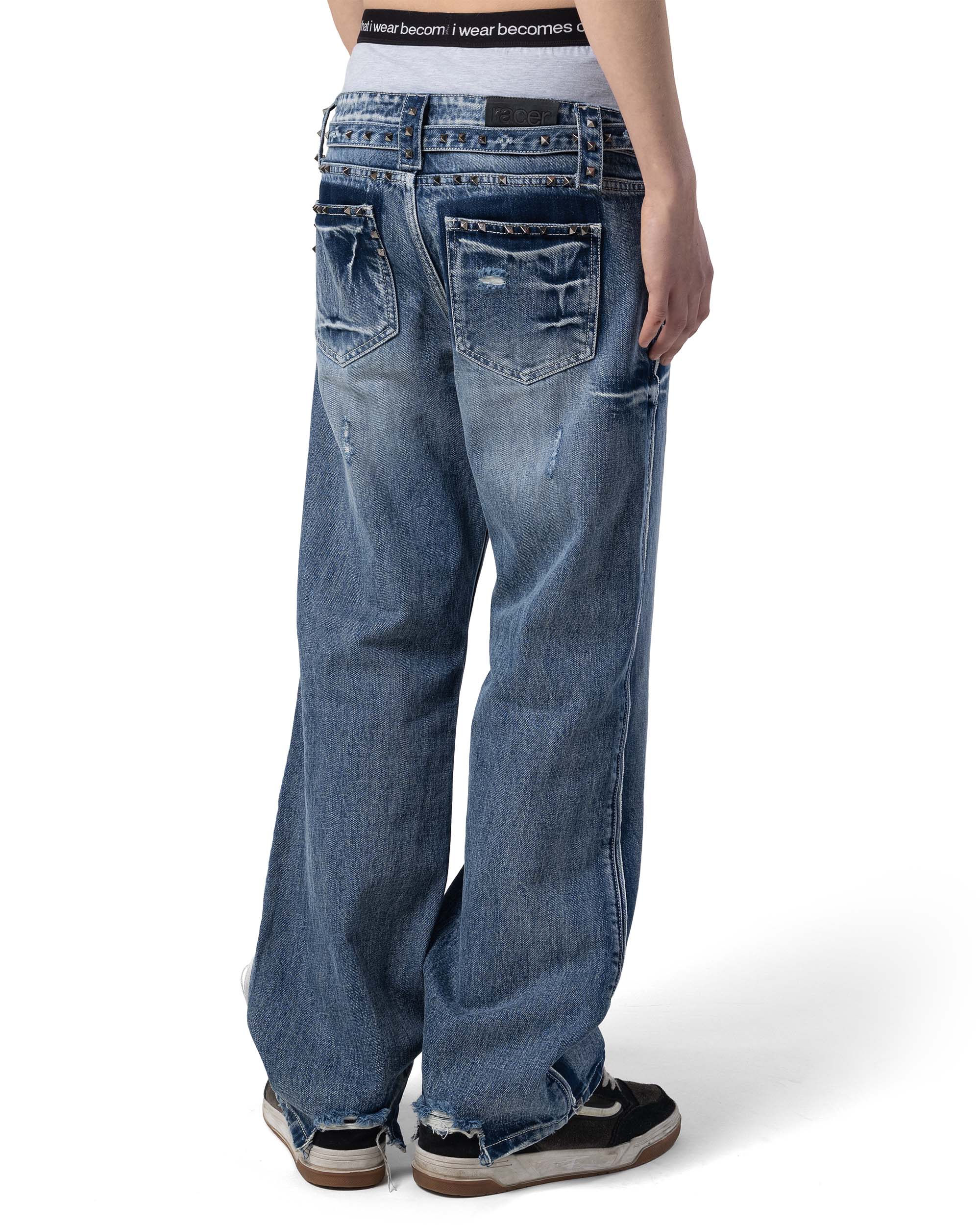 Bleached studded denim