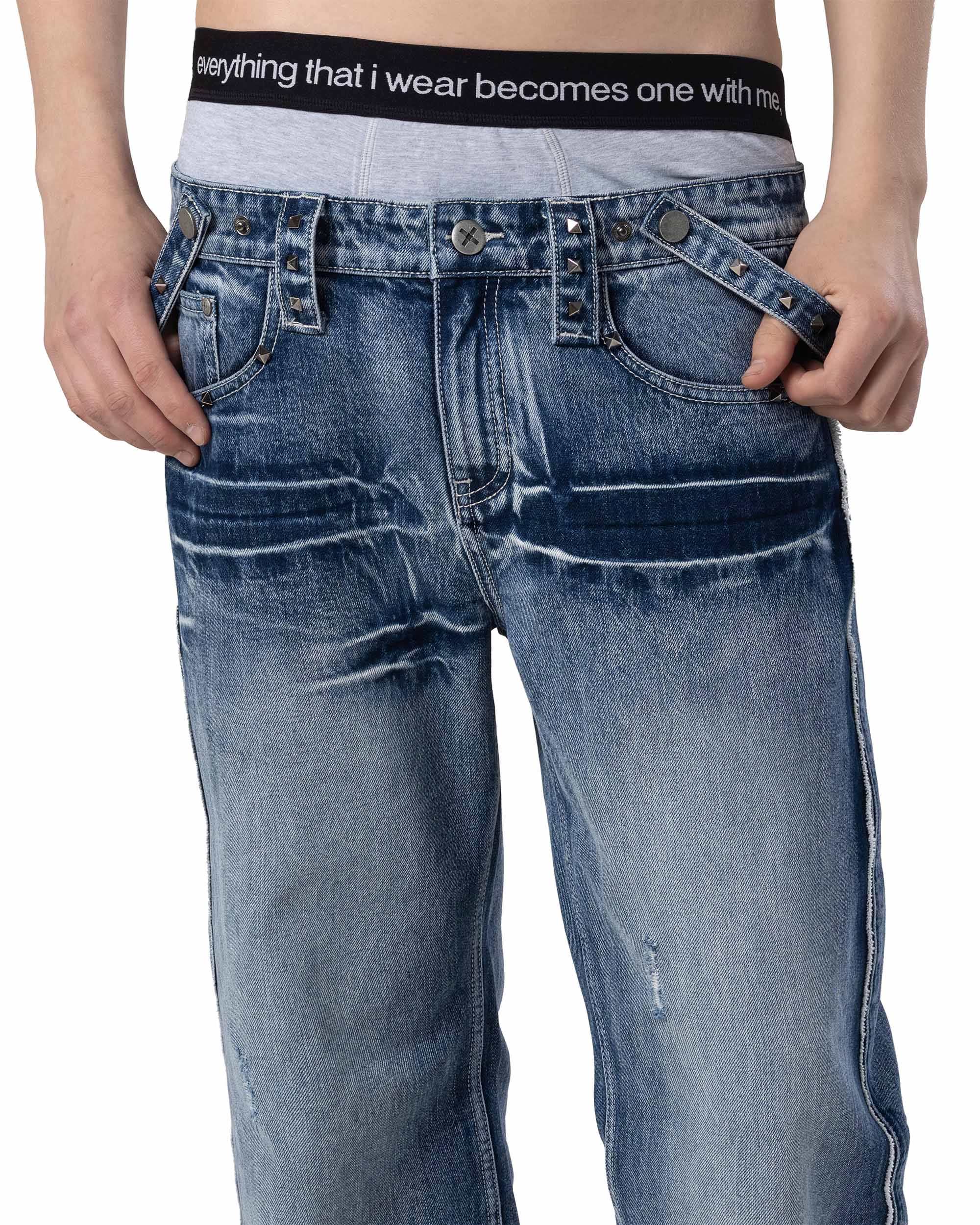 Bleached studded denim