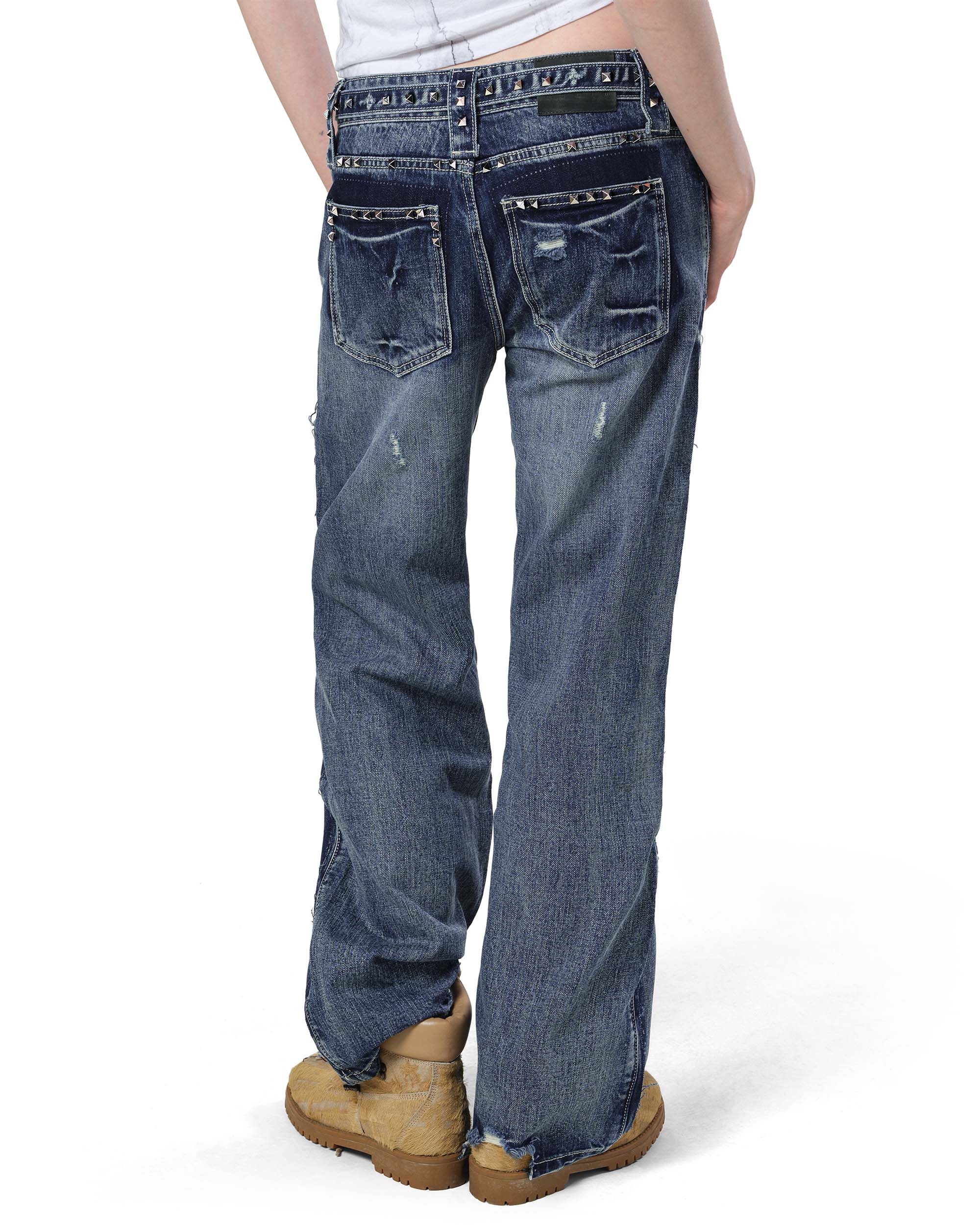 Bleached studded denim