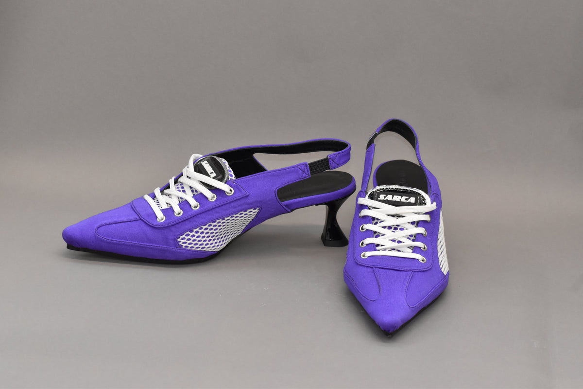 1 athena purple satin heel