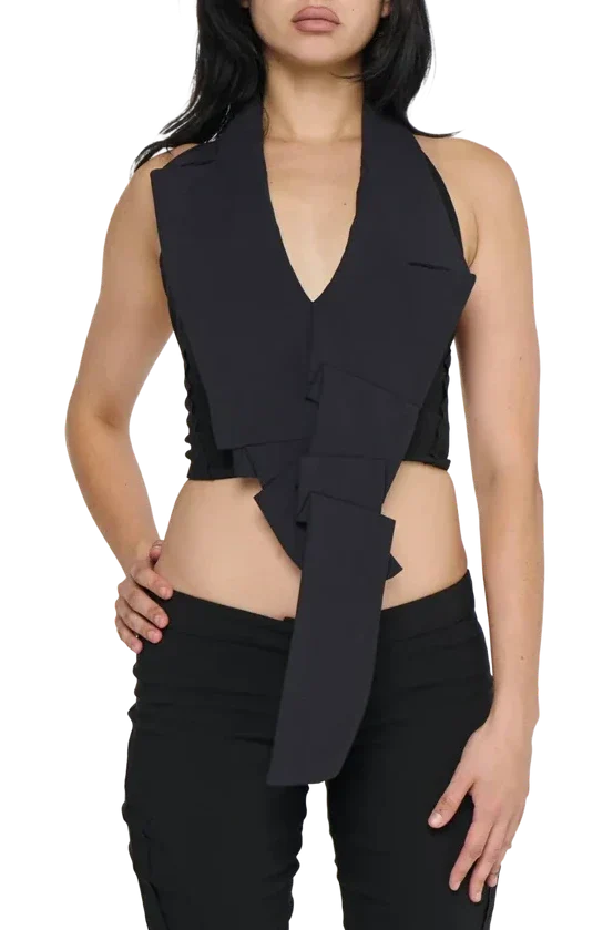 Tuxedo halter vest - iron grey