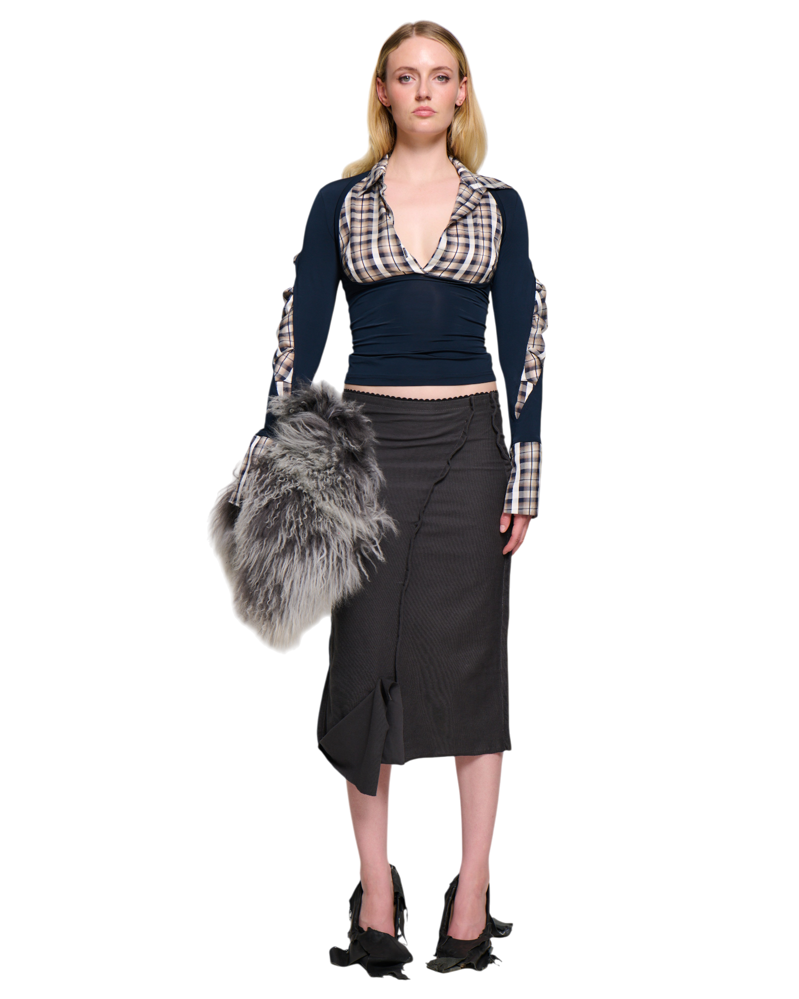 Terry ruched skirt - grey