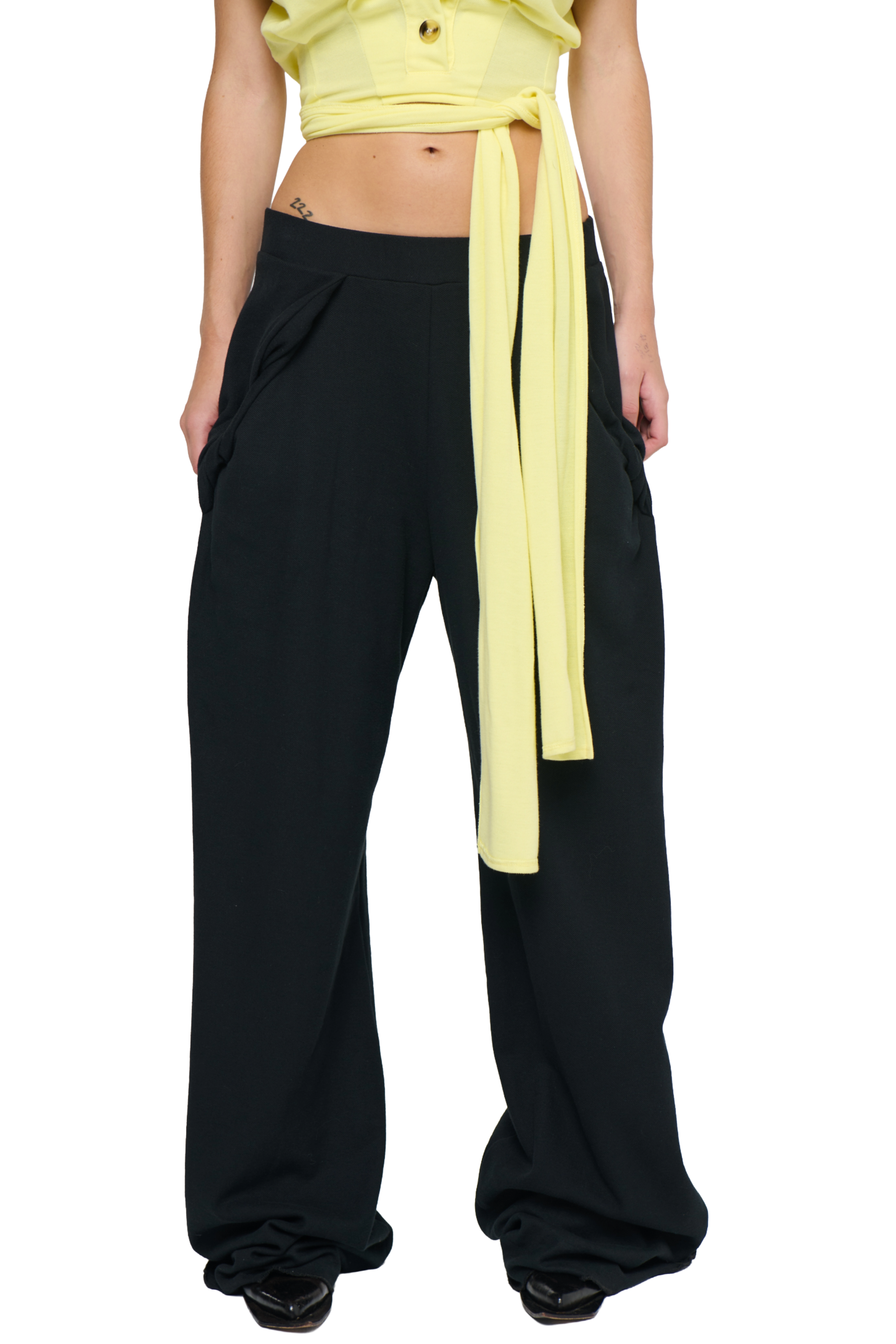 Pique frank pant - black