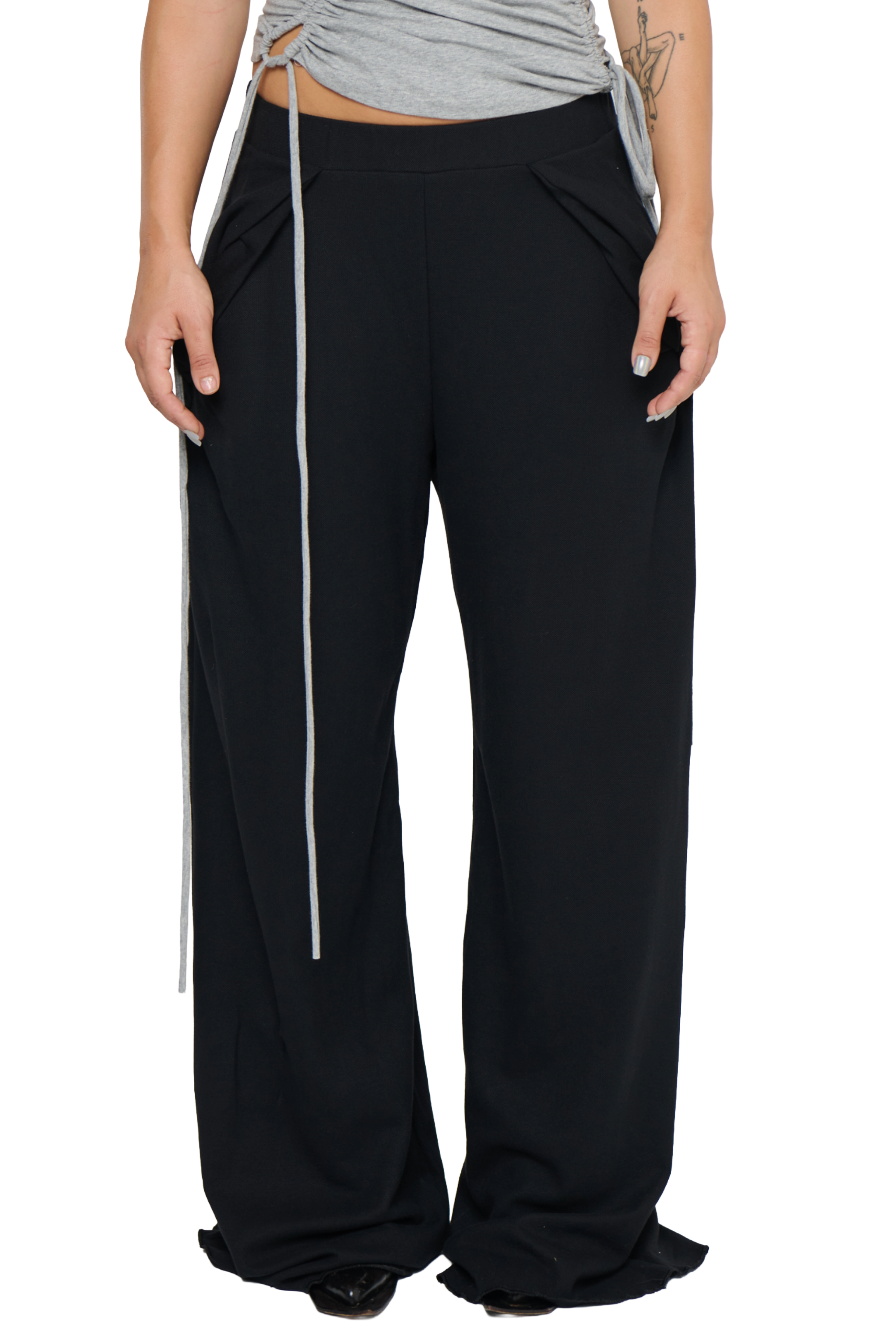 Pique frank pant - black