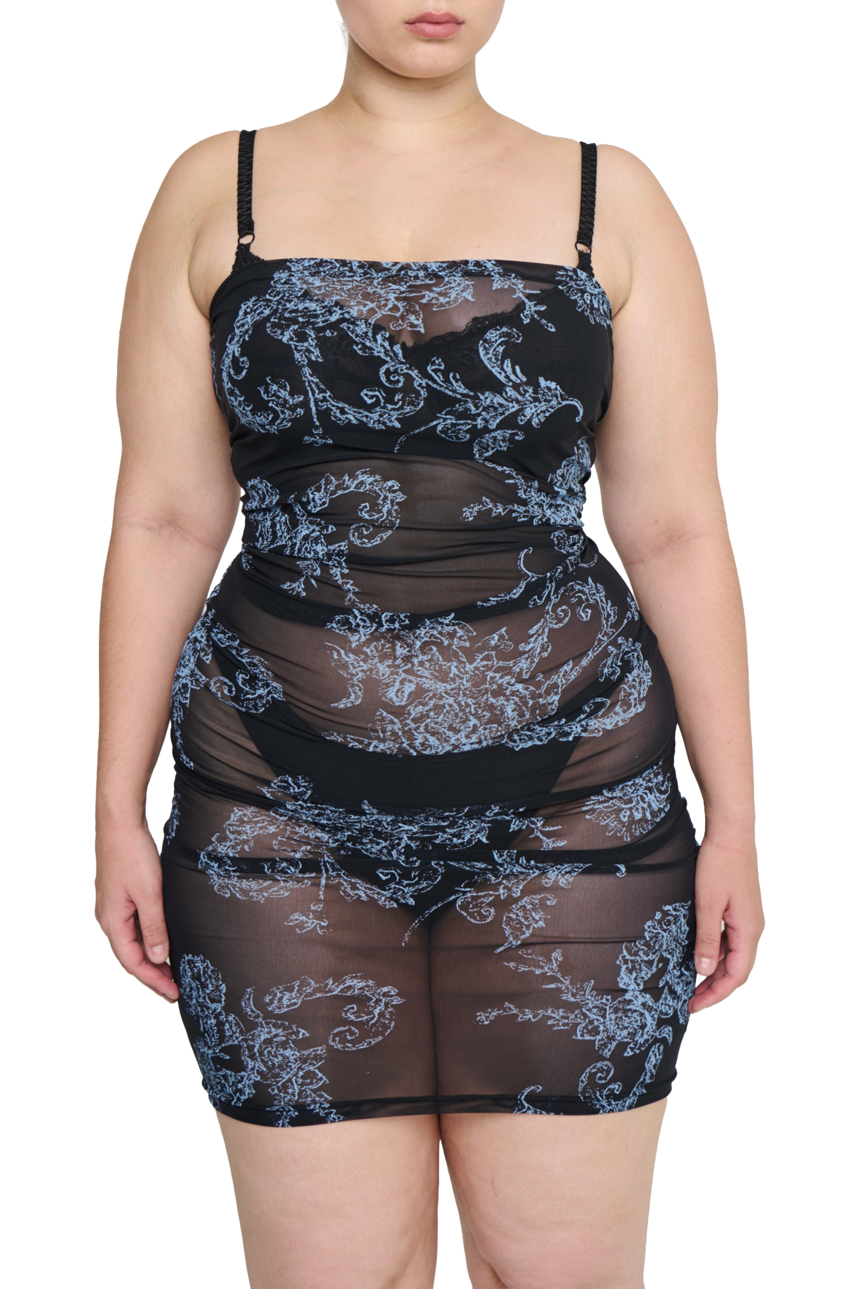Floral mesh slip dress