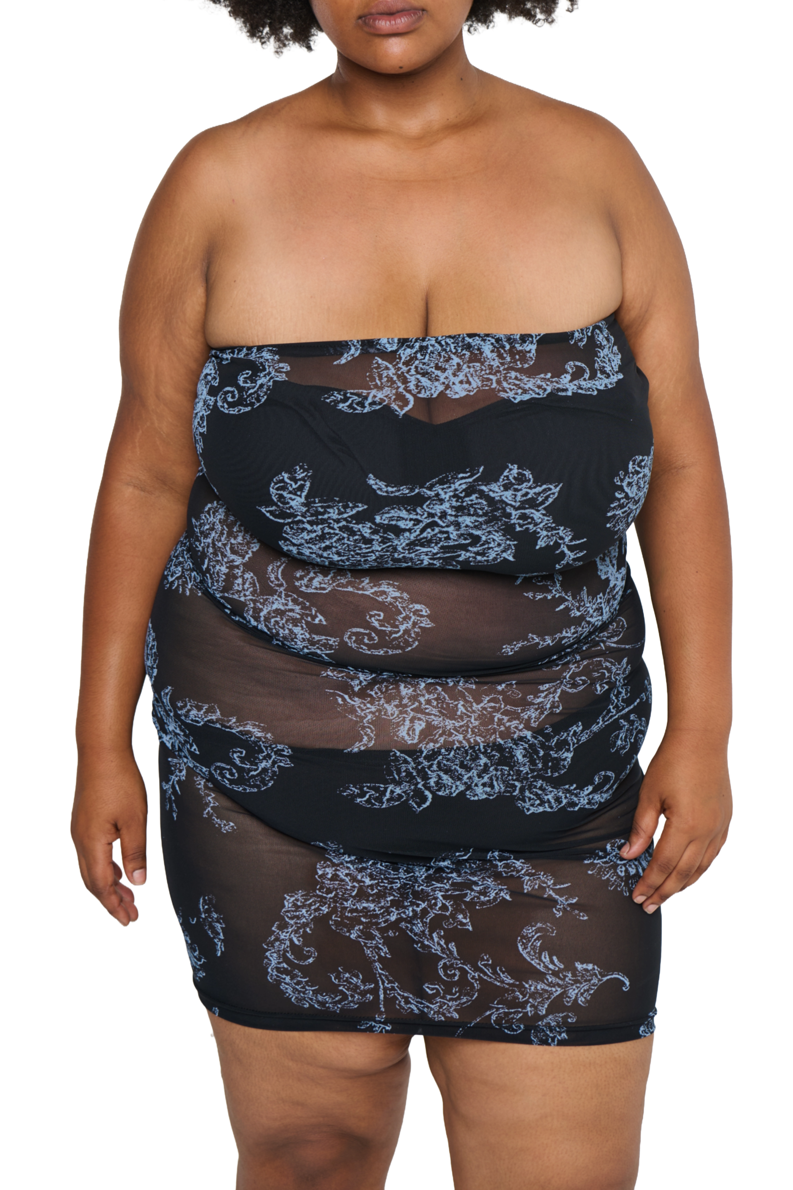 Floral mesh slip dress
