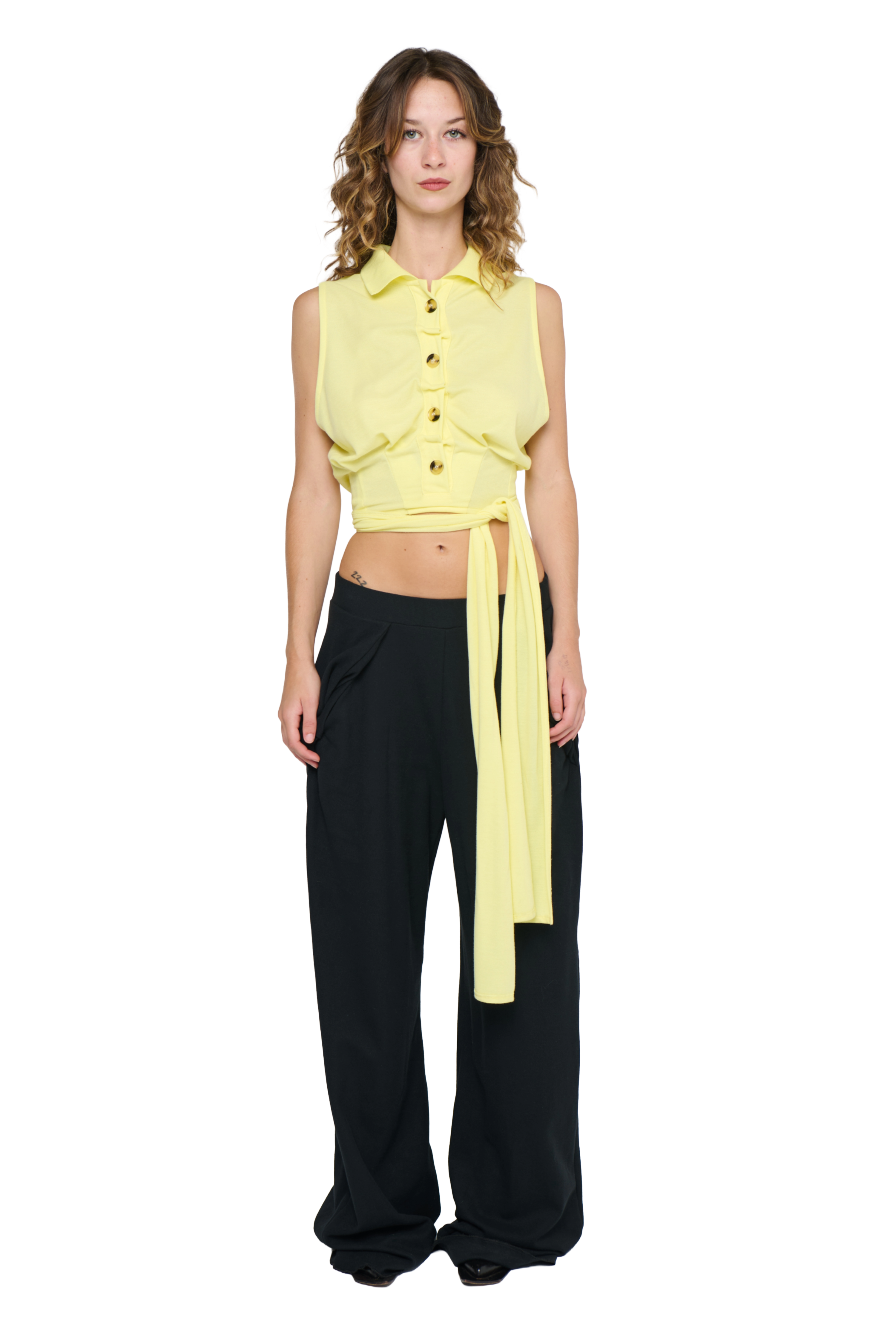 Backless polo shirt - yellow