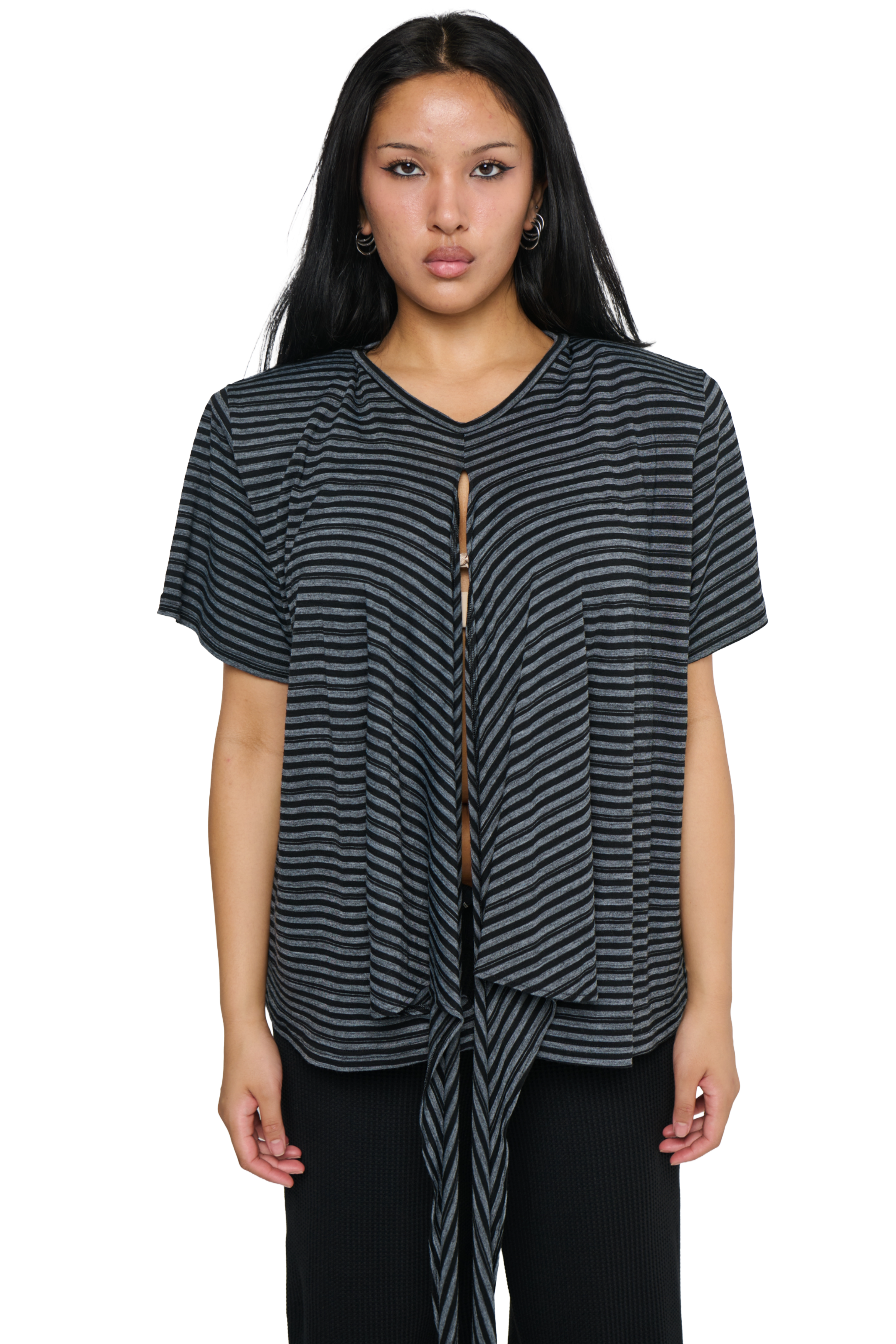 Scrunch t-shirt - charcoal stripe