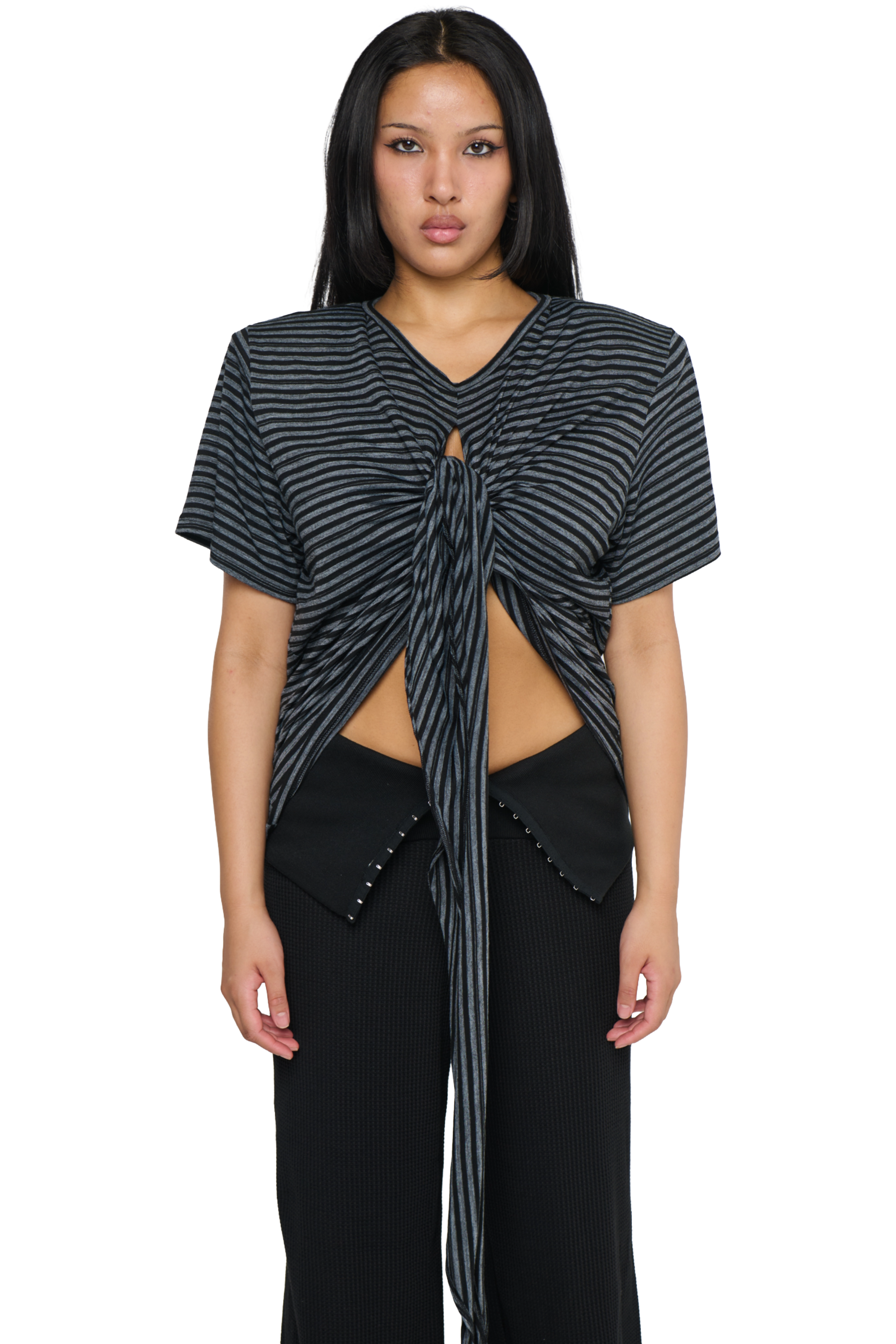 Scrunch t-shirt - charcoal stripe