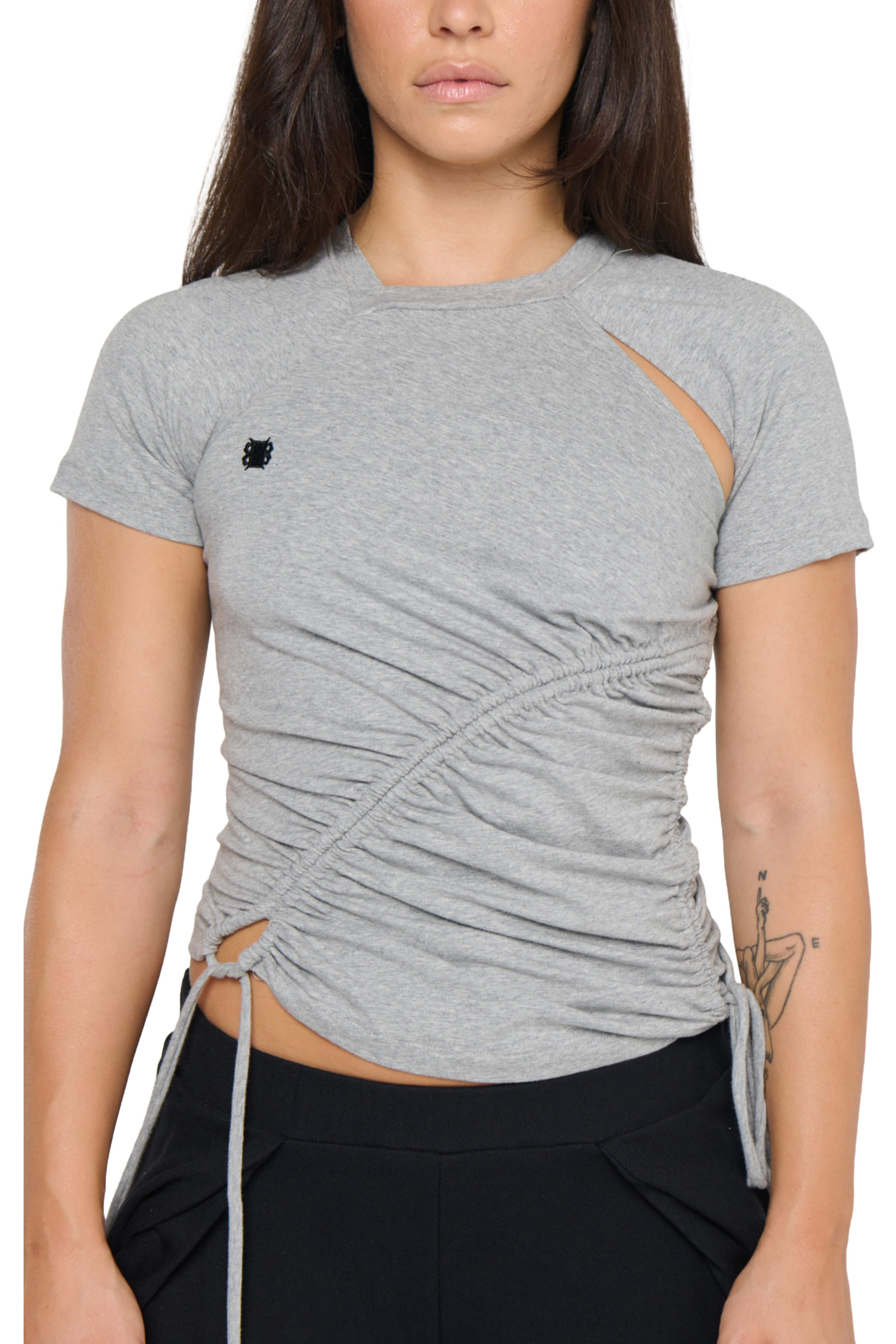 Ruched short sleeve - grey