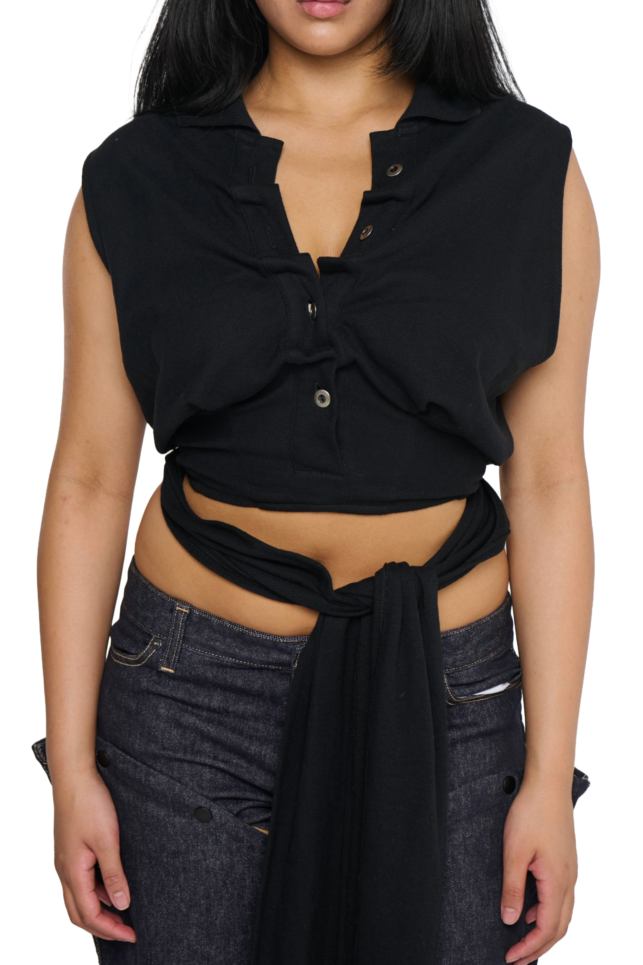 Backless polo shirt - yellow