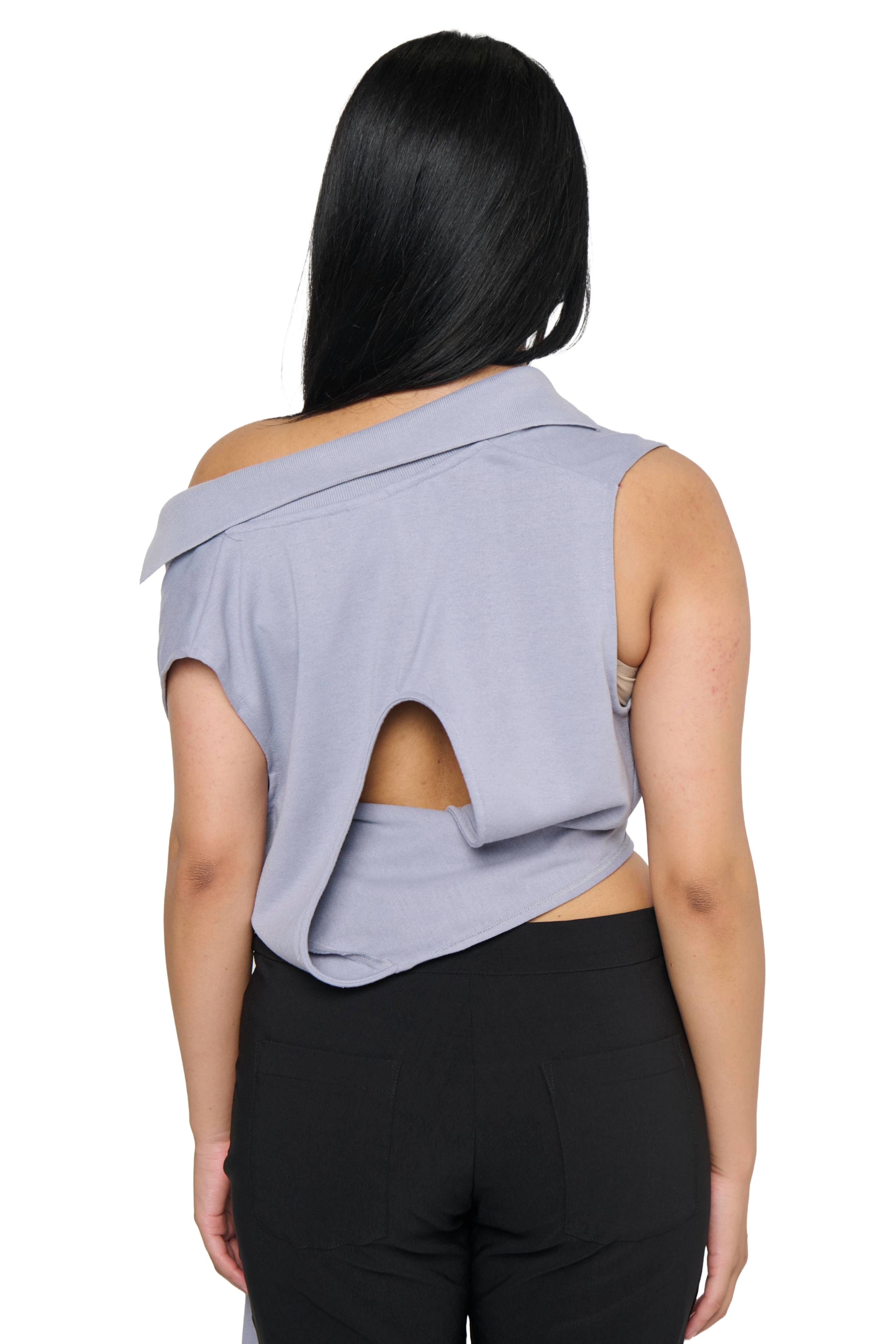 Backless polo shirt - grey