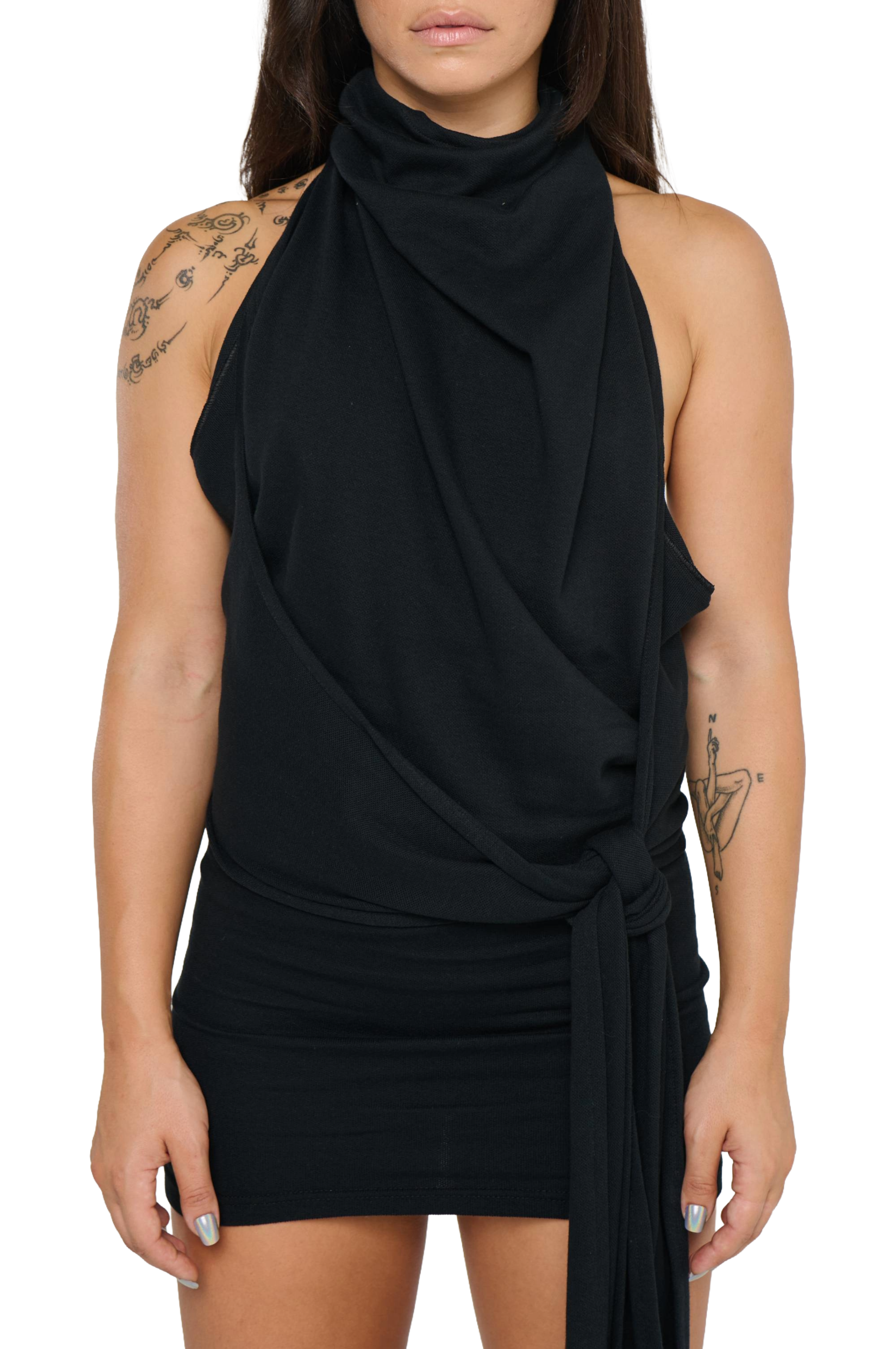 Halterneck polo dress/skirt - pink/grey