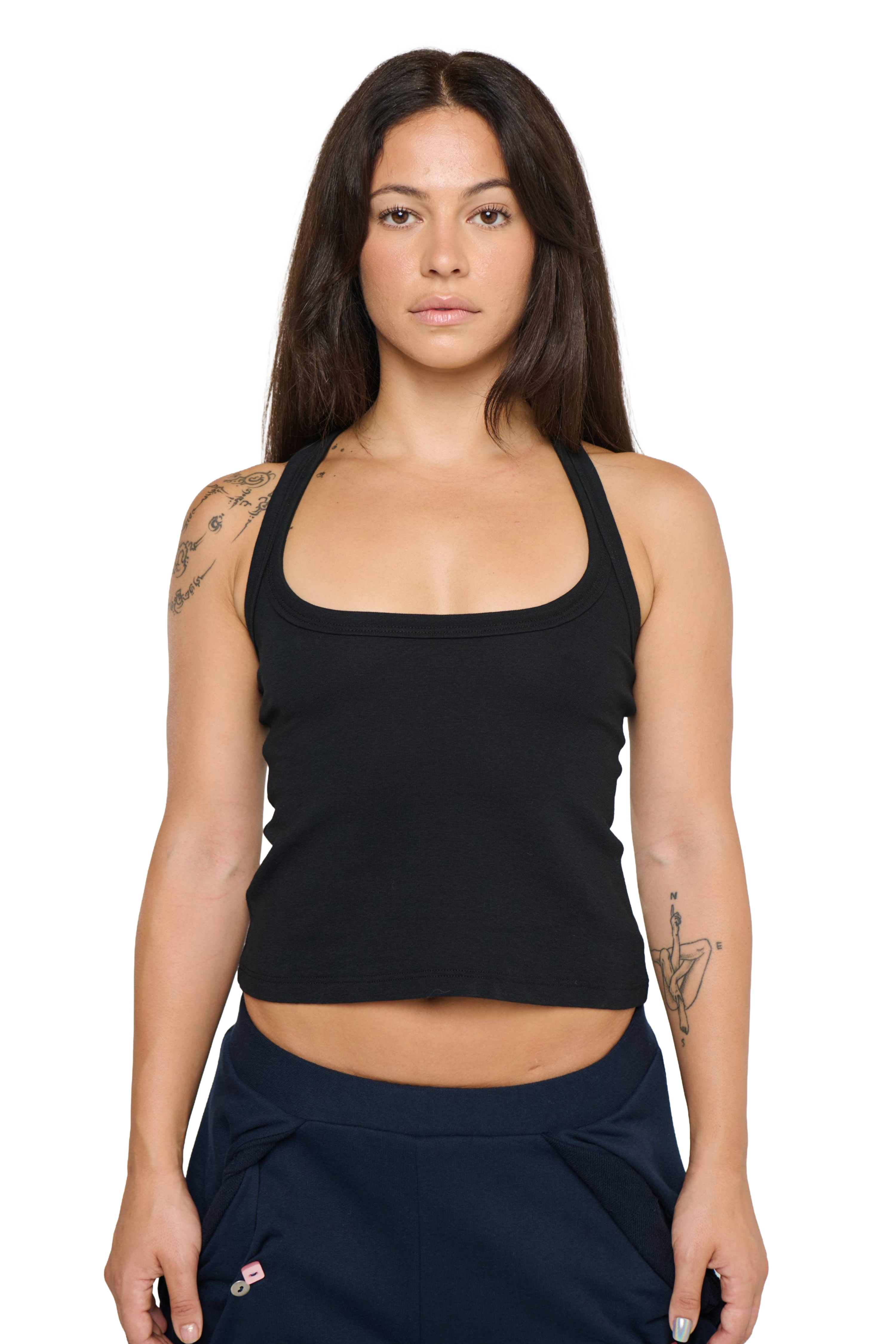 Scoop neck tank - black