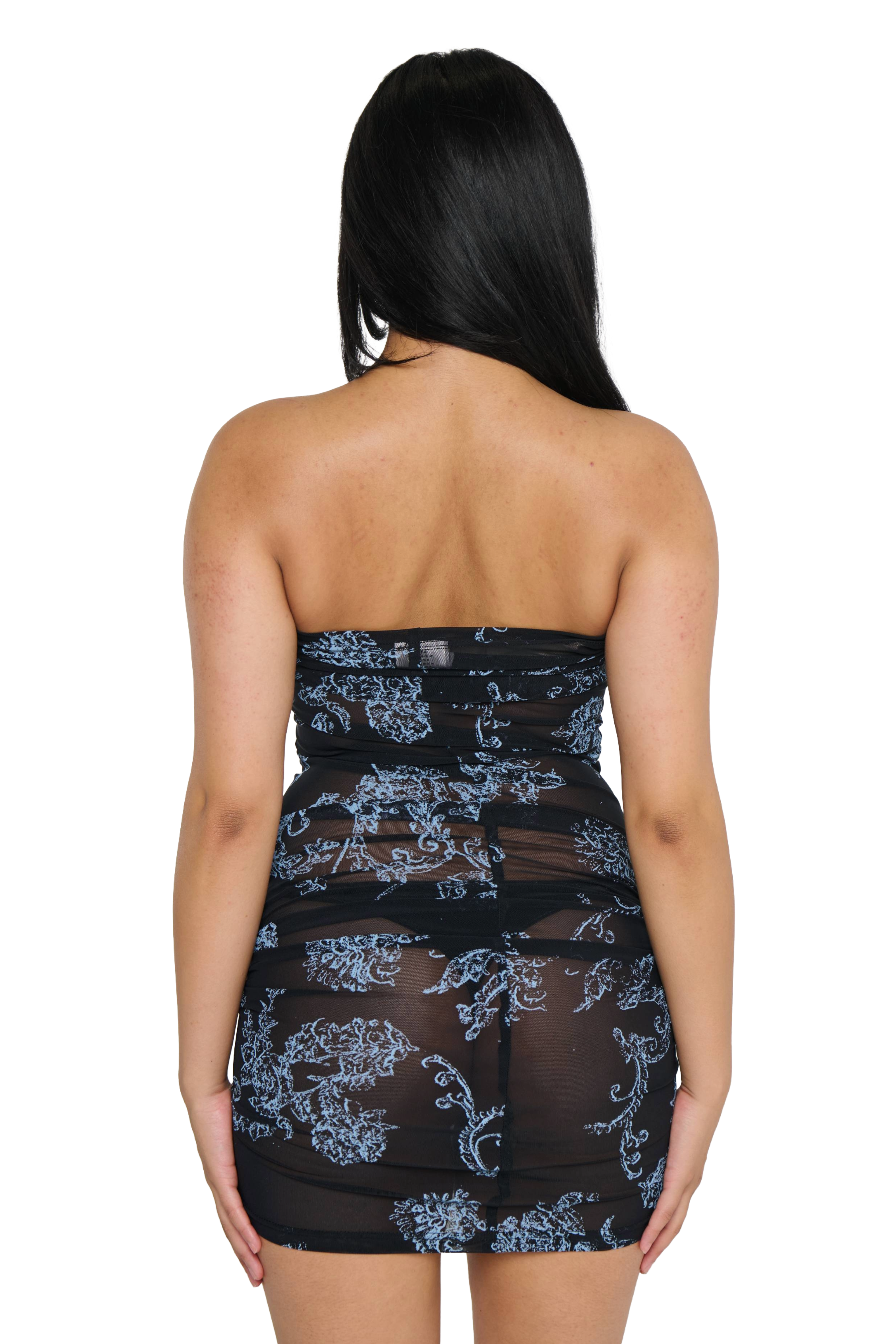 Floral mesh slip dress