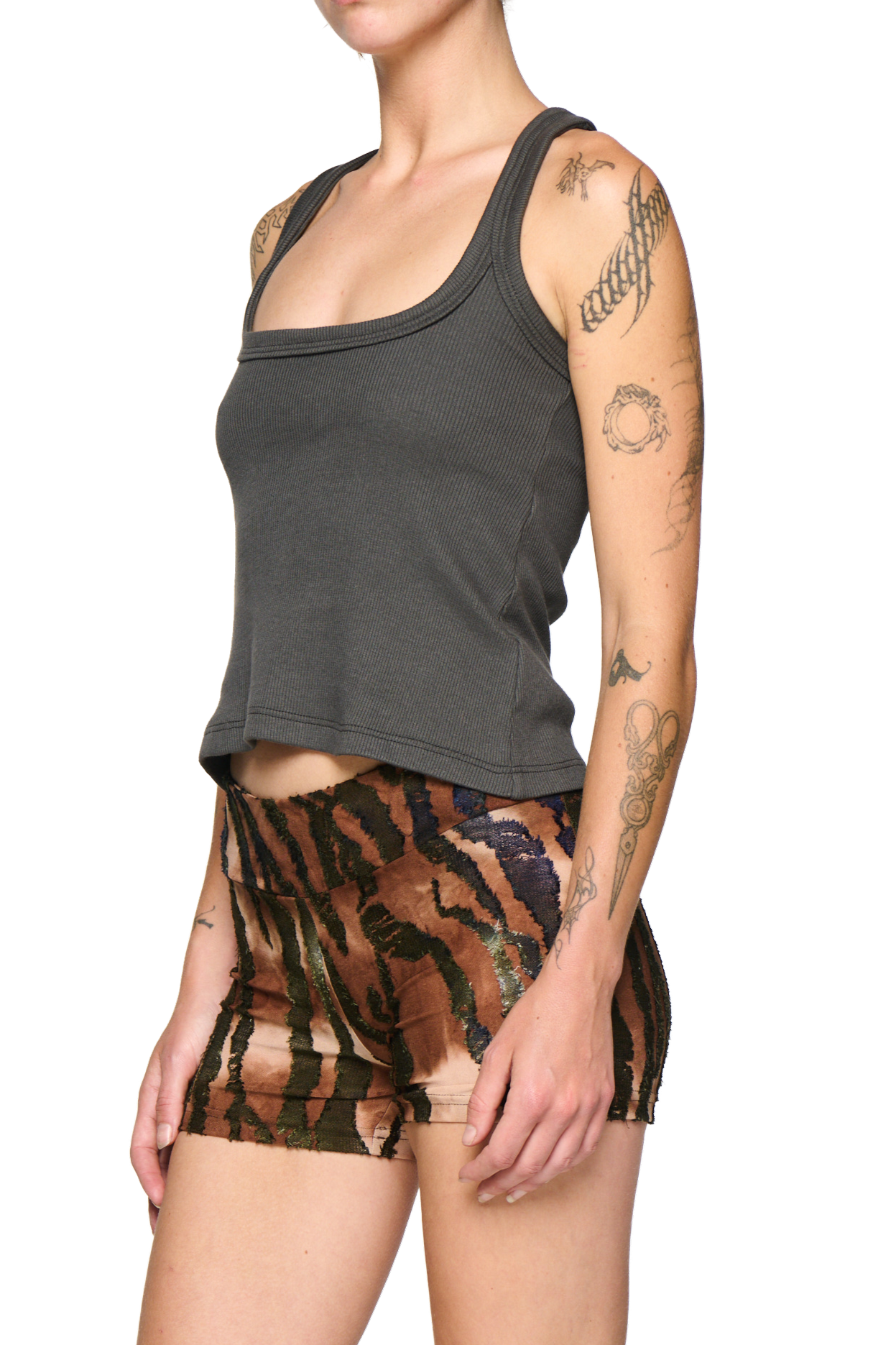 Scoop neck tank - charcoal