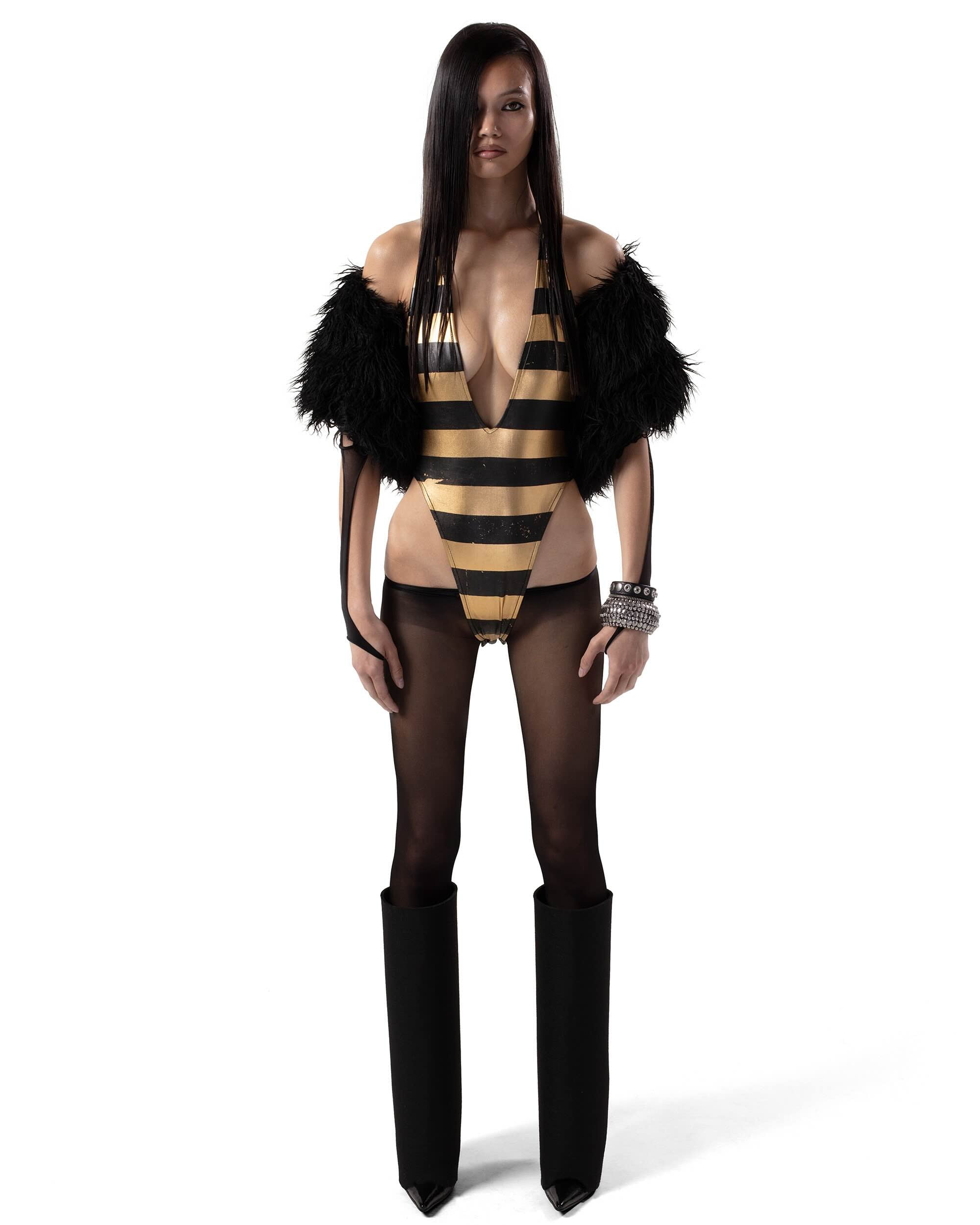 Gold stripe bodysuit