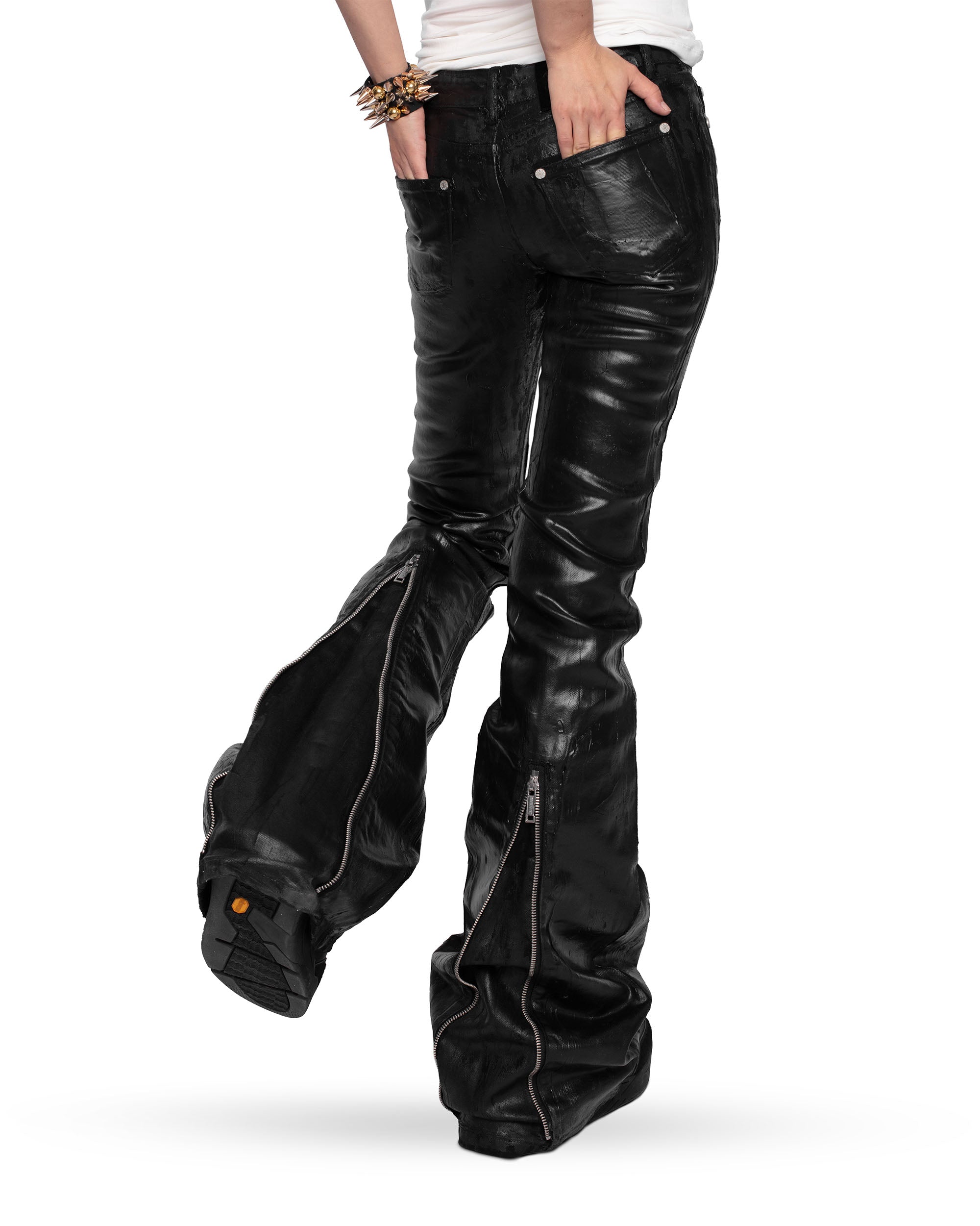 Doll core flared wax jeans
