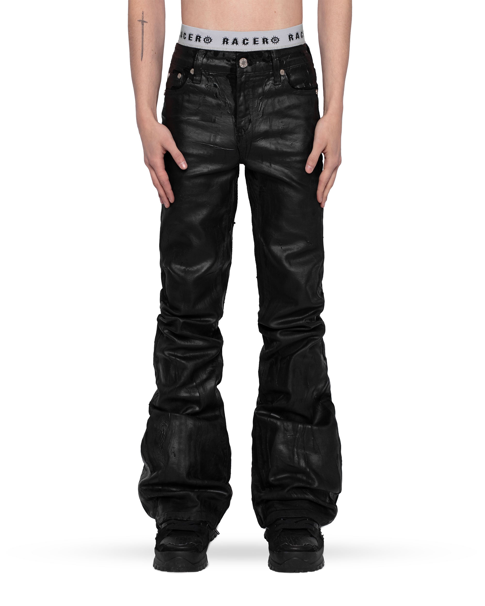 Doll core flared wax jeans