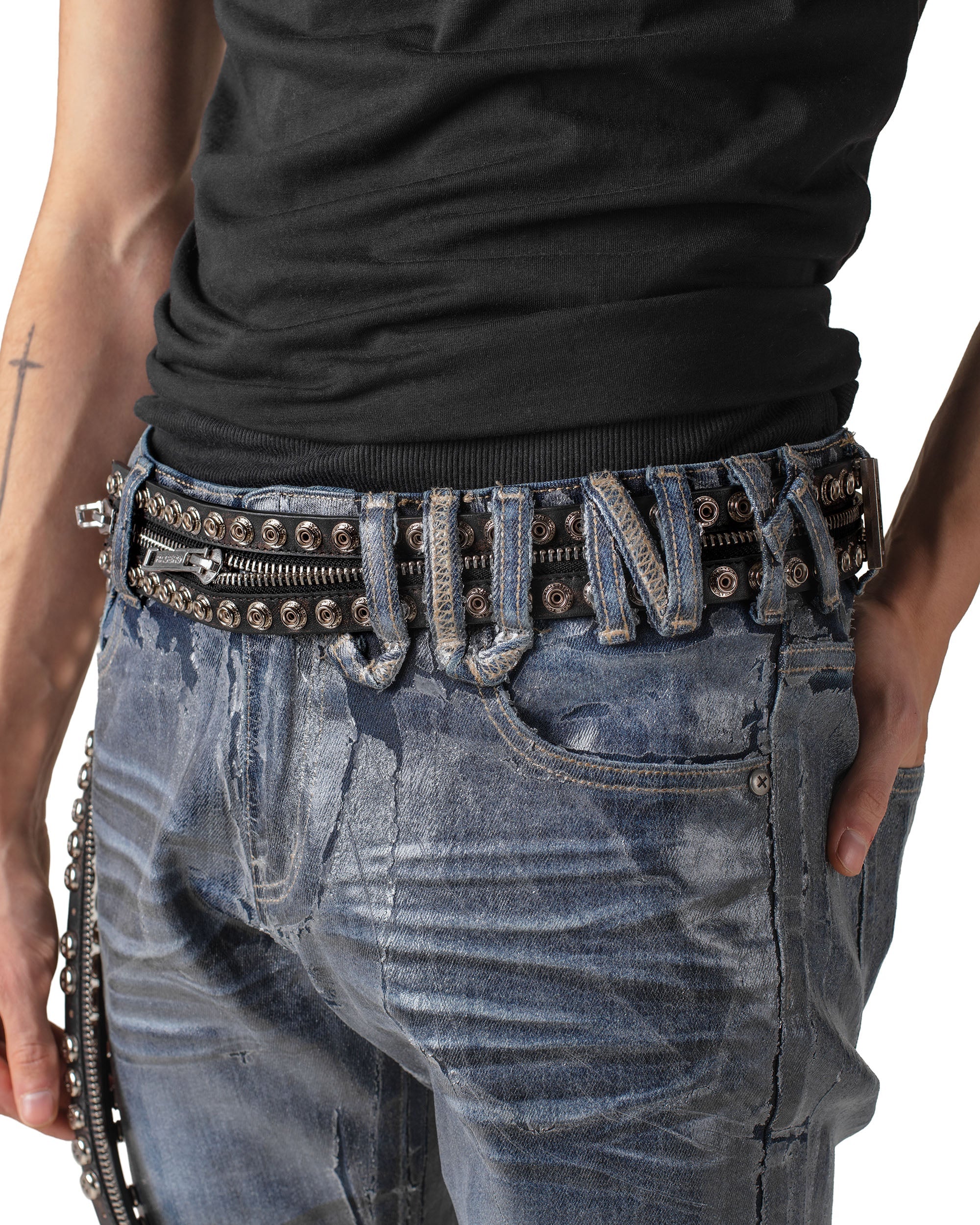Waxed slim gloss denim