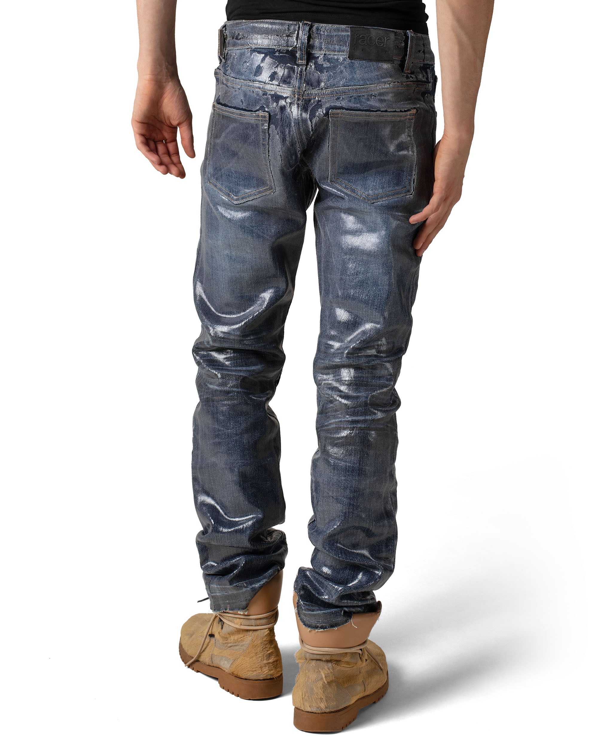 Waxed slim gloss denim