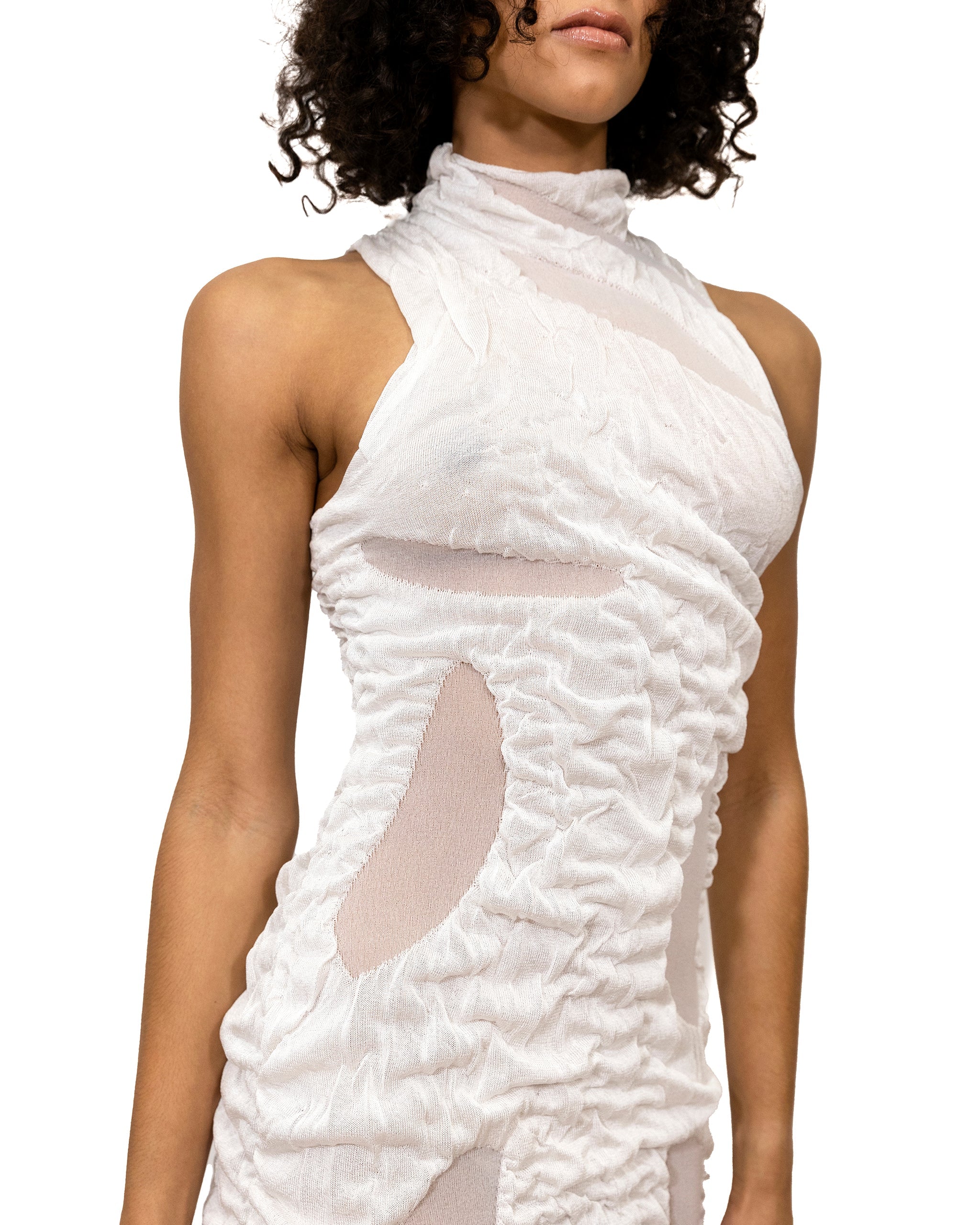 Wetlook knit mini dress