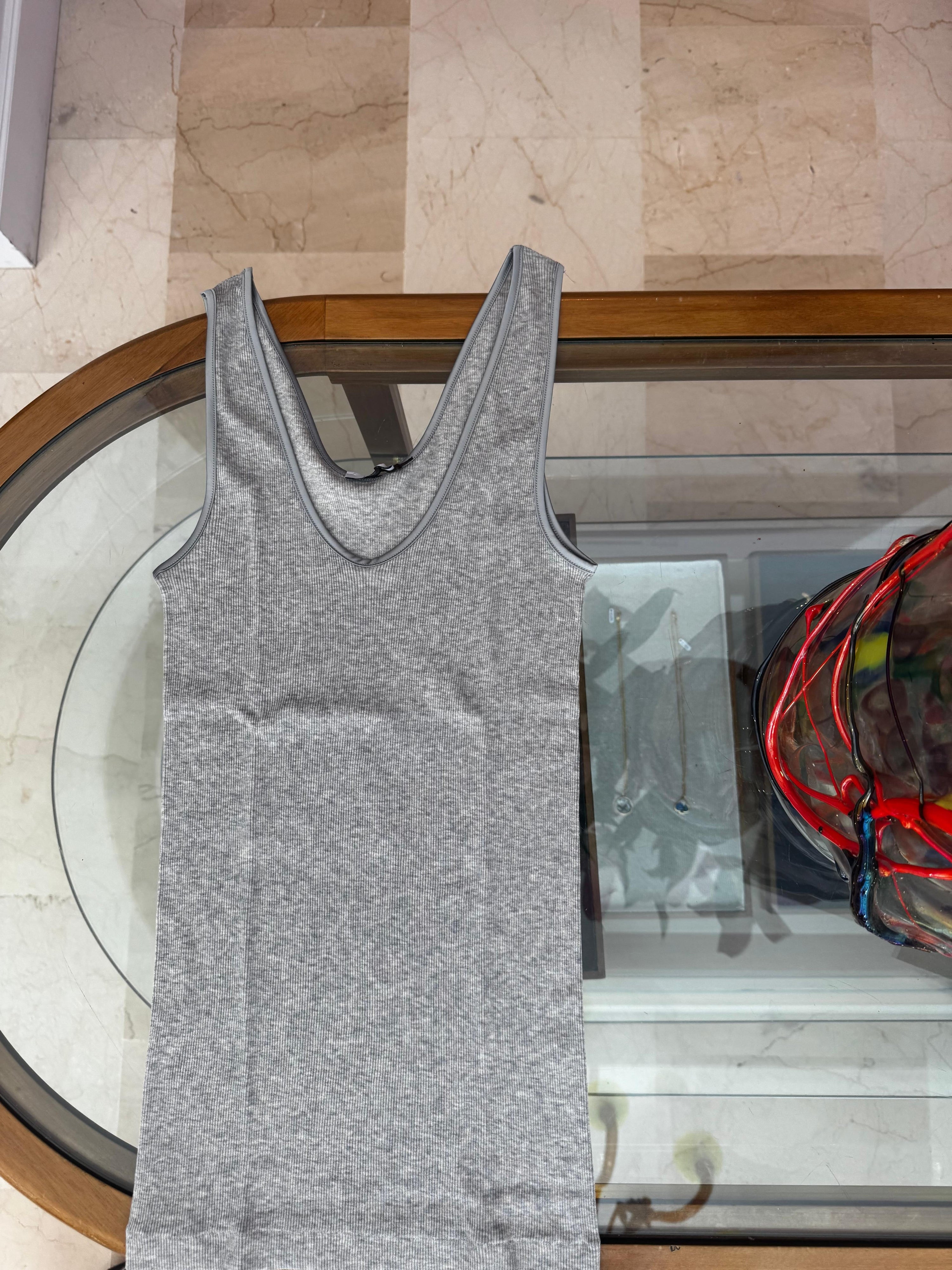 Perfect ribbed tank top - pearl grey melange