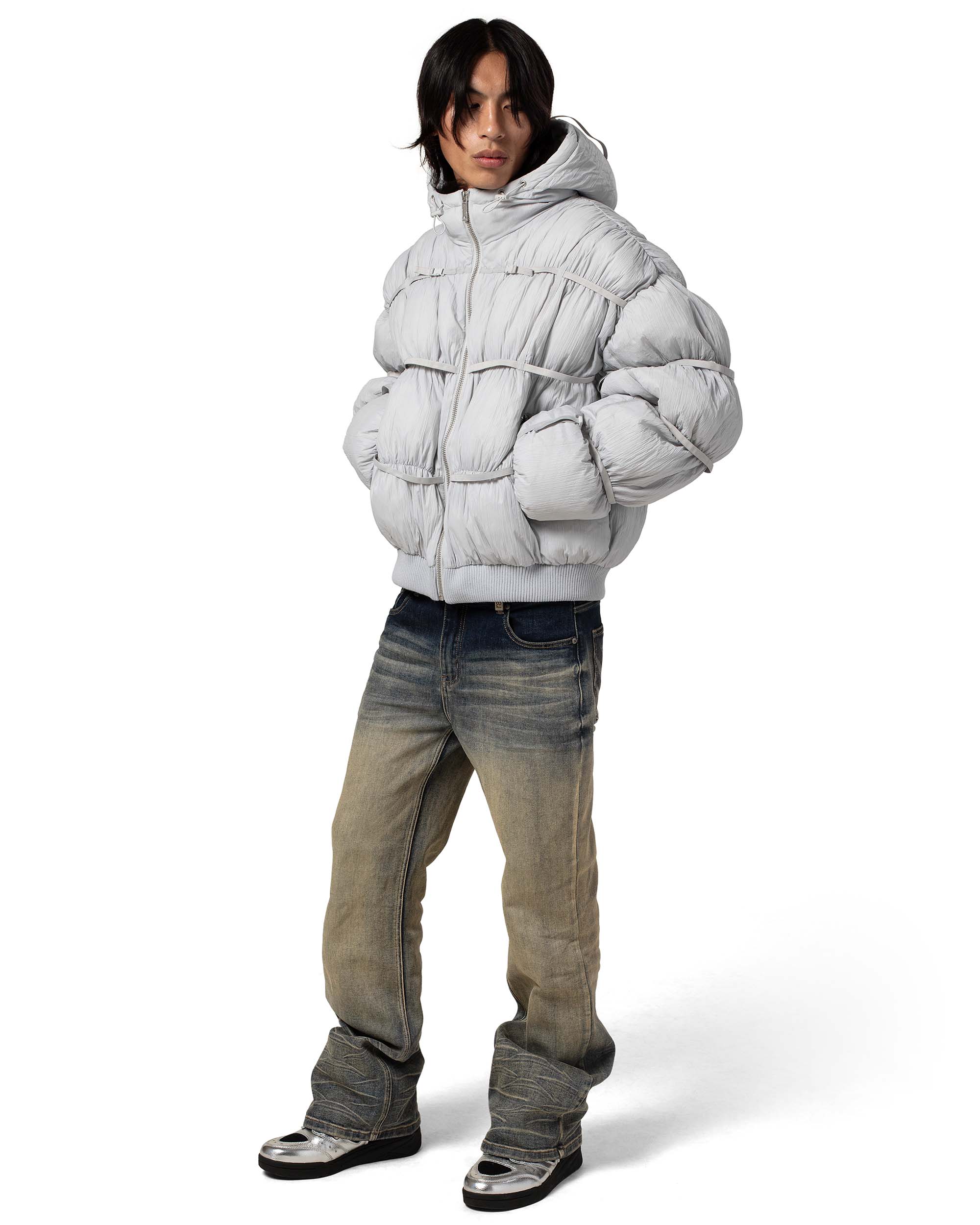 Grey puffer jacket x