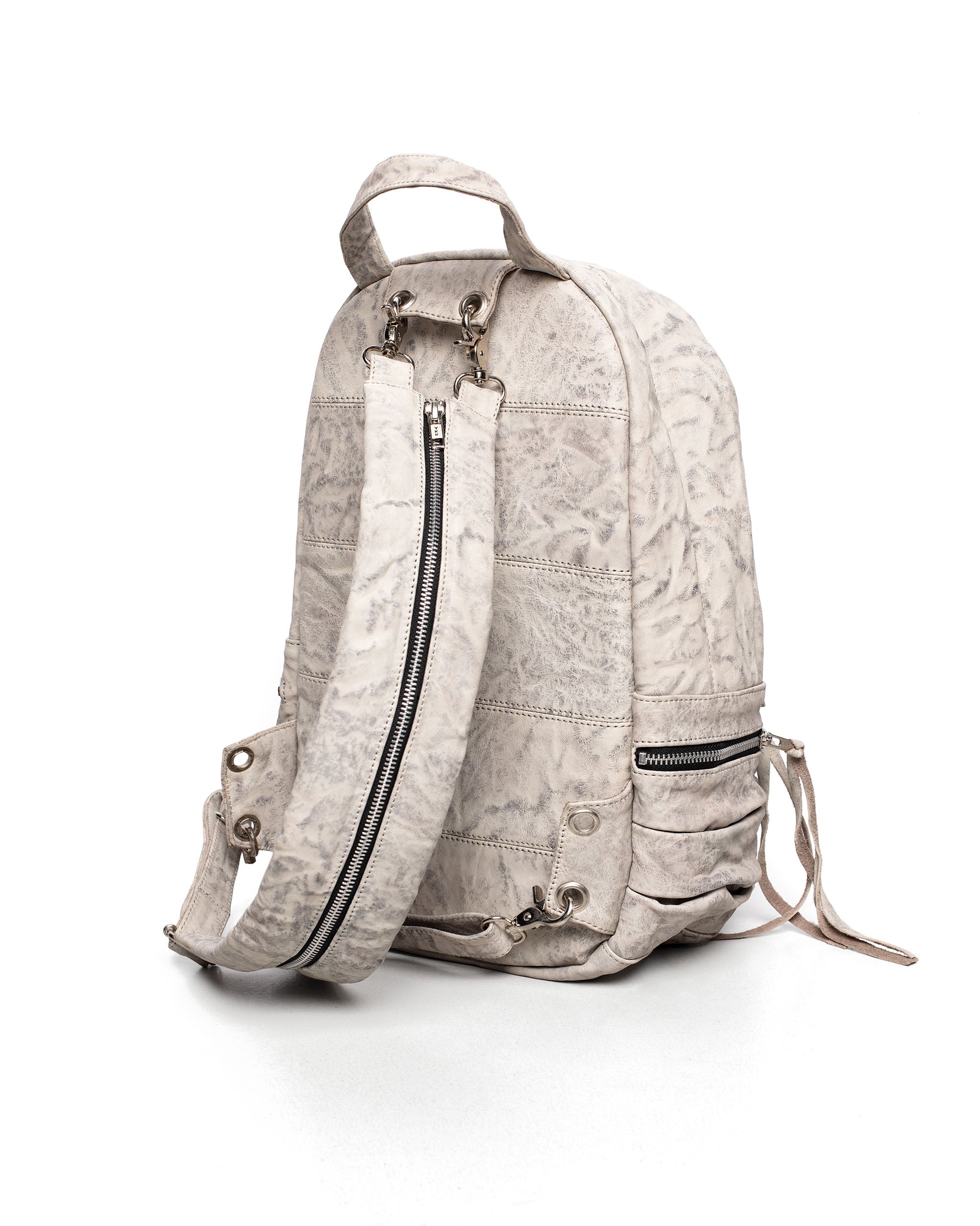 White split strap leather backpack