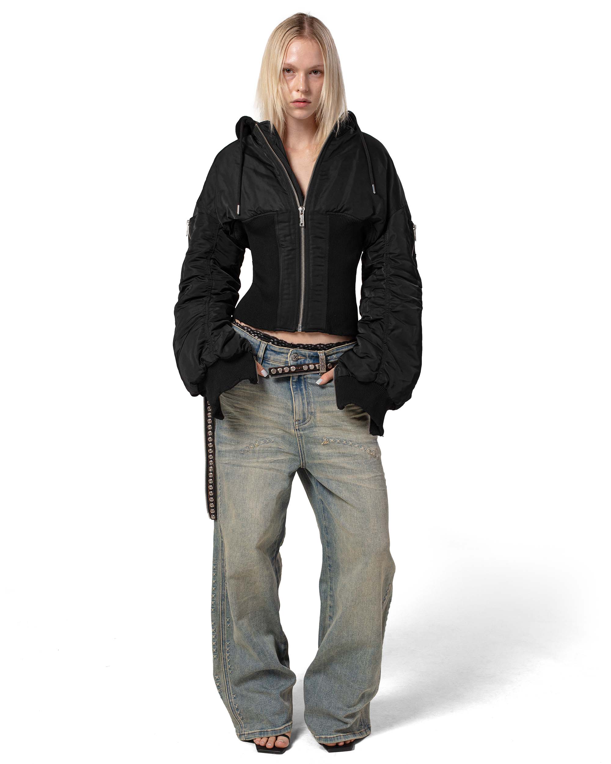 Black fitted bomber
