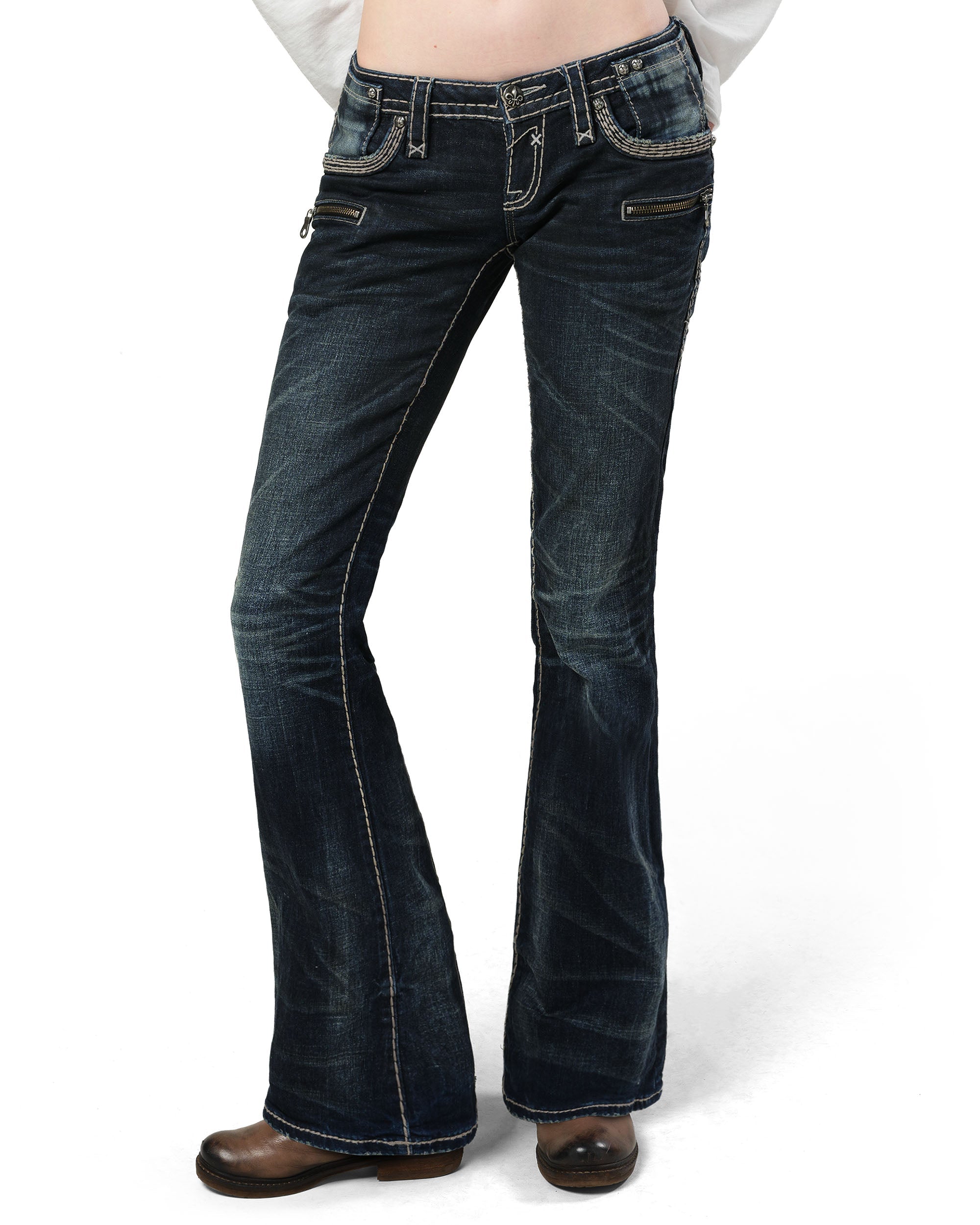 Rock revival women's coated bootcut denim