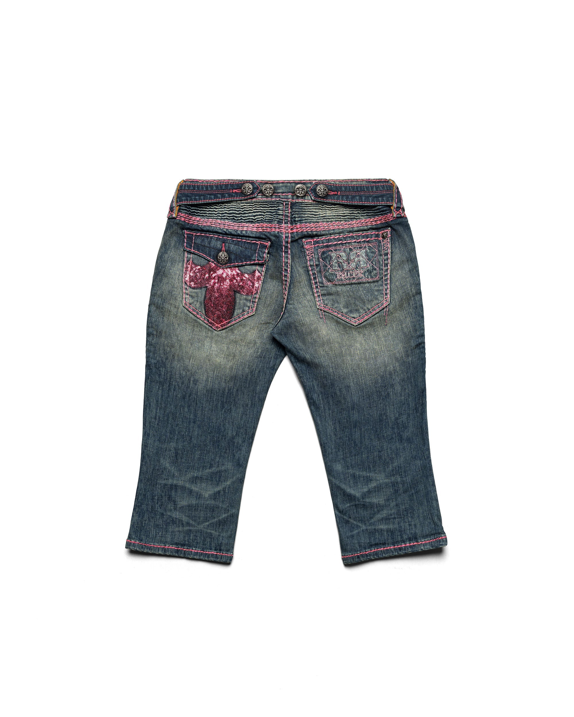 Rock revival pink stitch capri