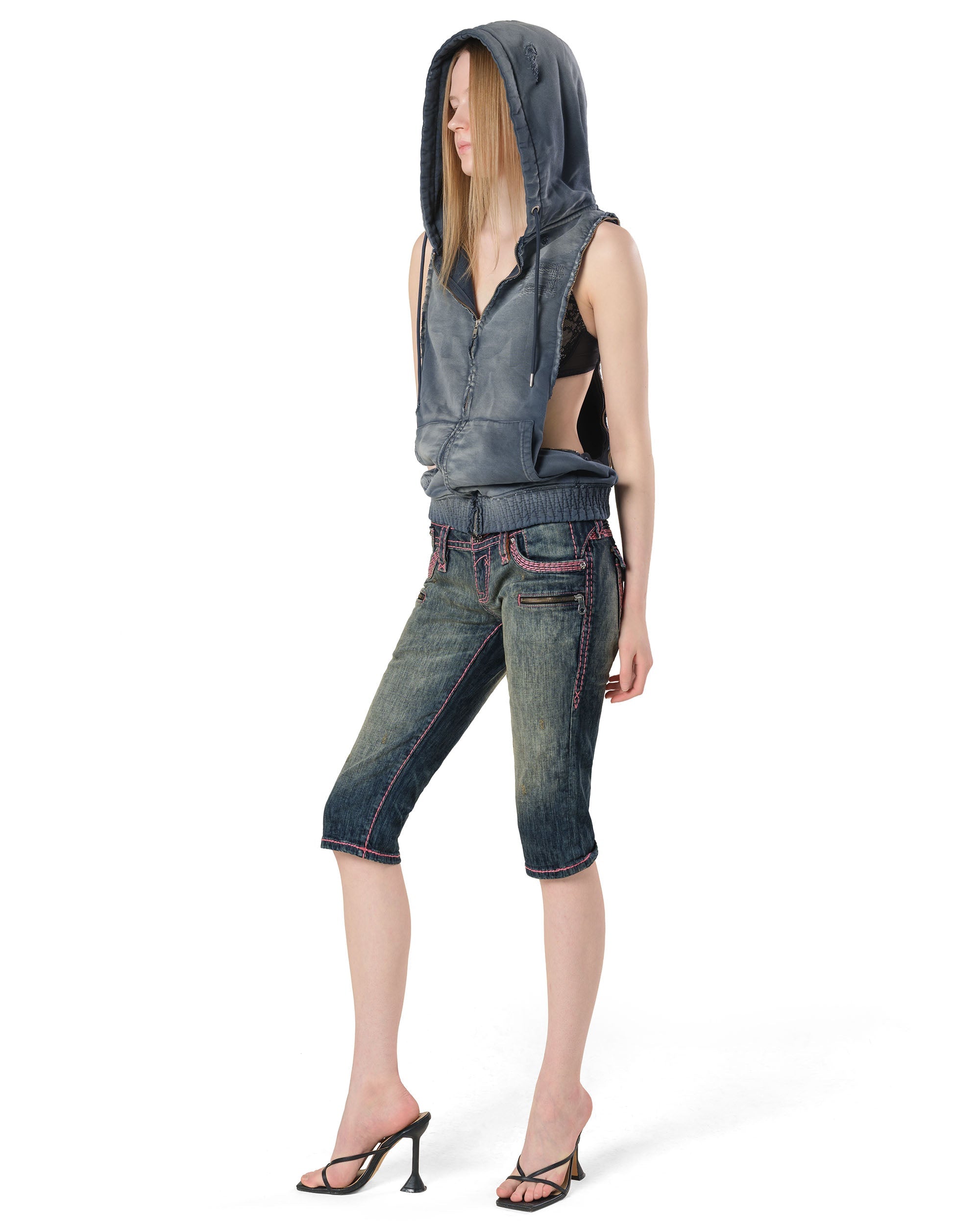 Rock revival pink stitch capri