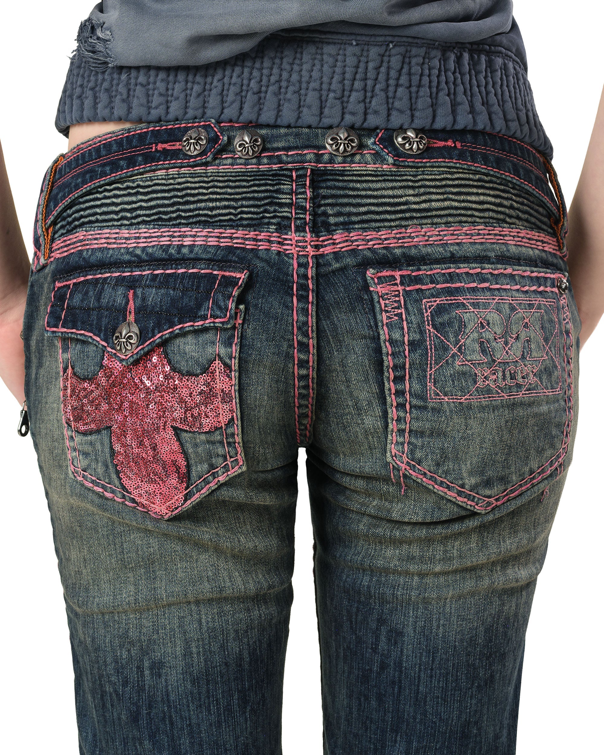 Rock revival pink stitch capri