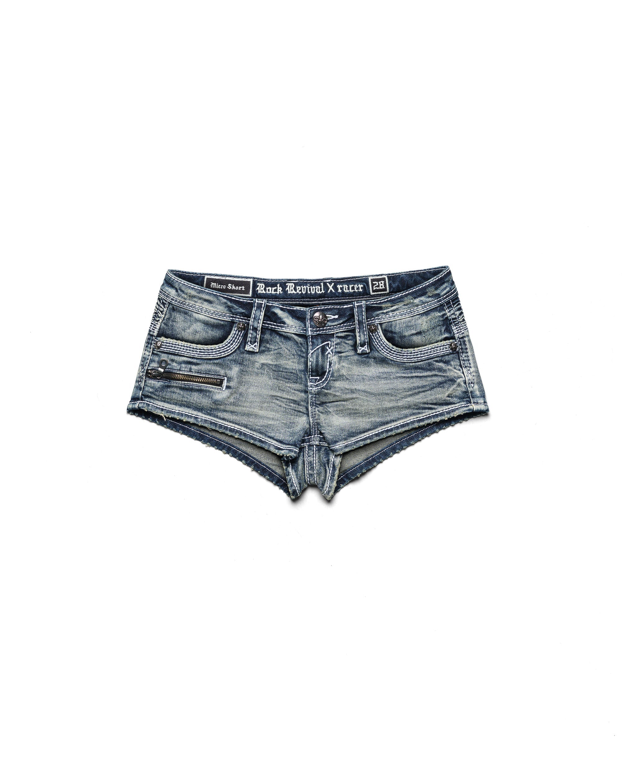 Rock revival denim mini shorts