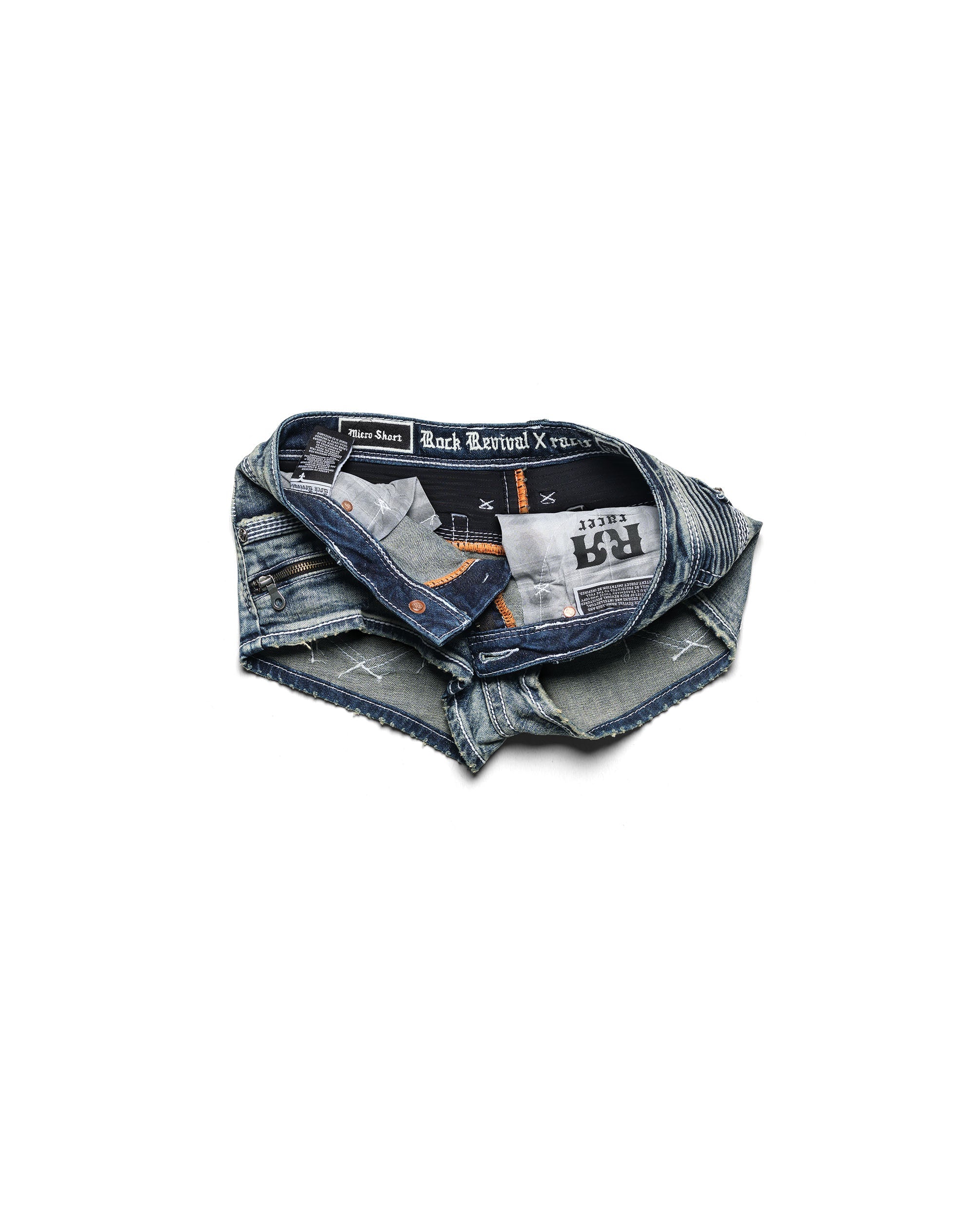 Rock revival denim mini shorts