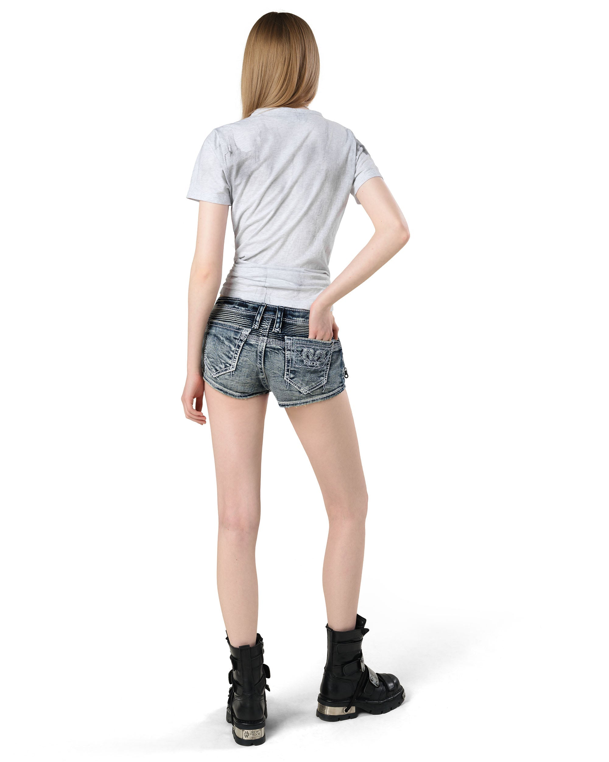 Rock revival denim mini shorts