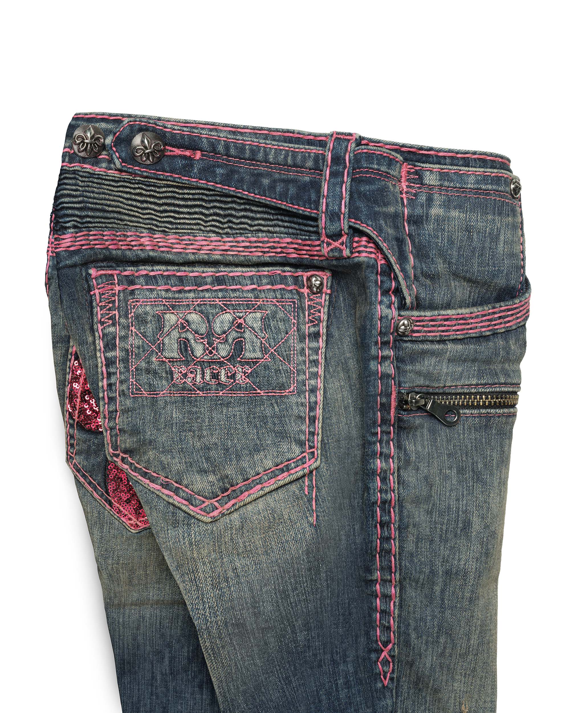 Rock revival pink stitch capri