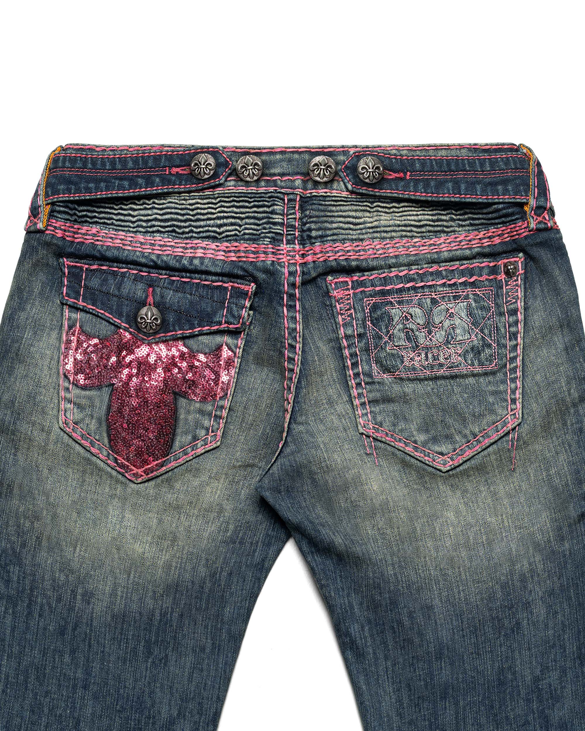 Rock revival pink stitch capri