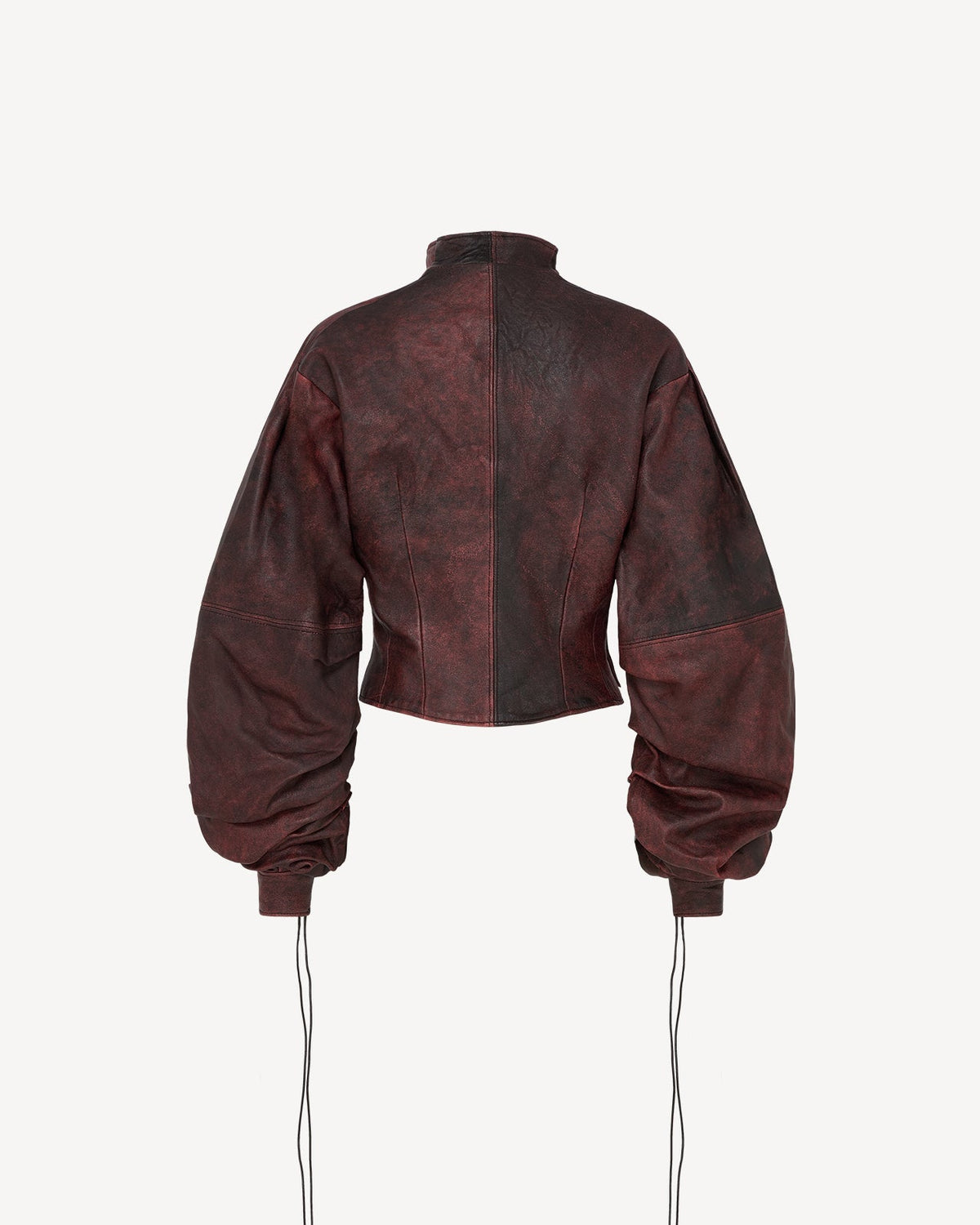 Red leather wrinkled jacket