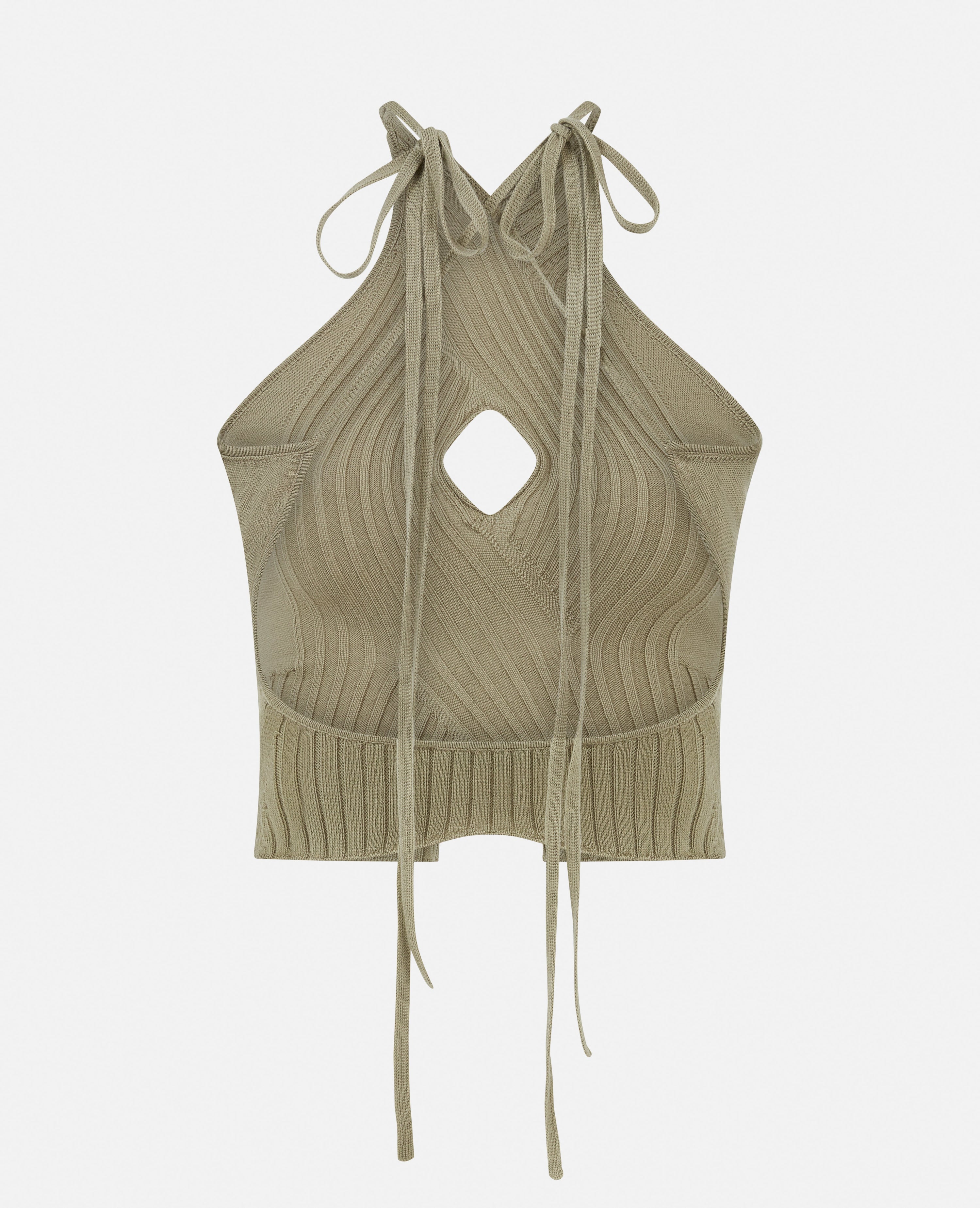 Xl cable knit halterneck top khaki