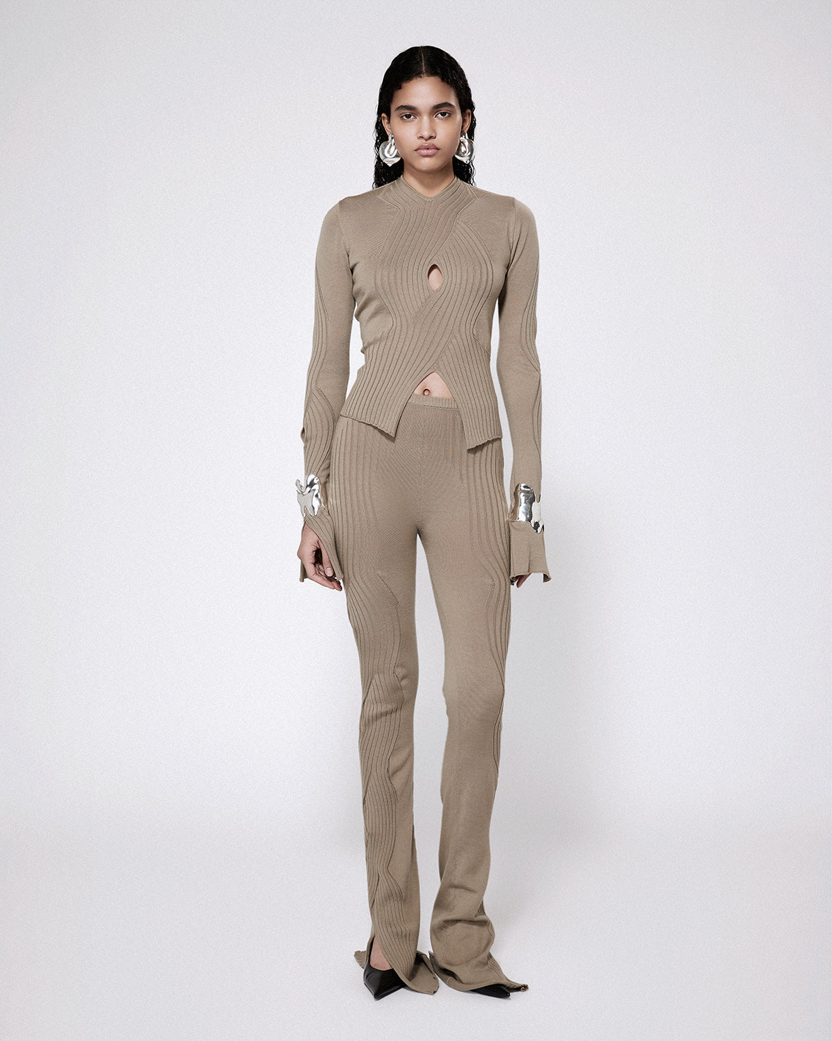 Xl cable knit trousers khaki