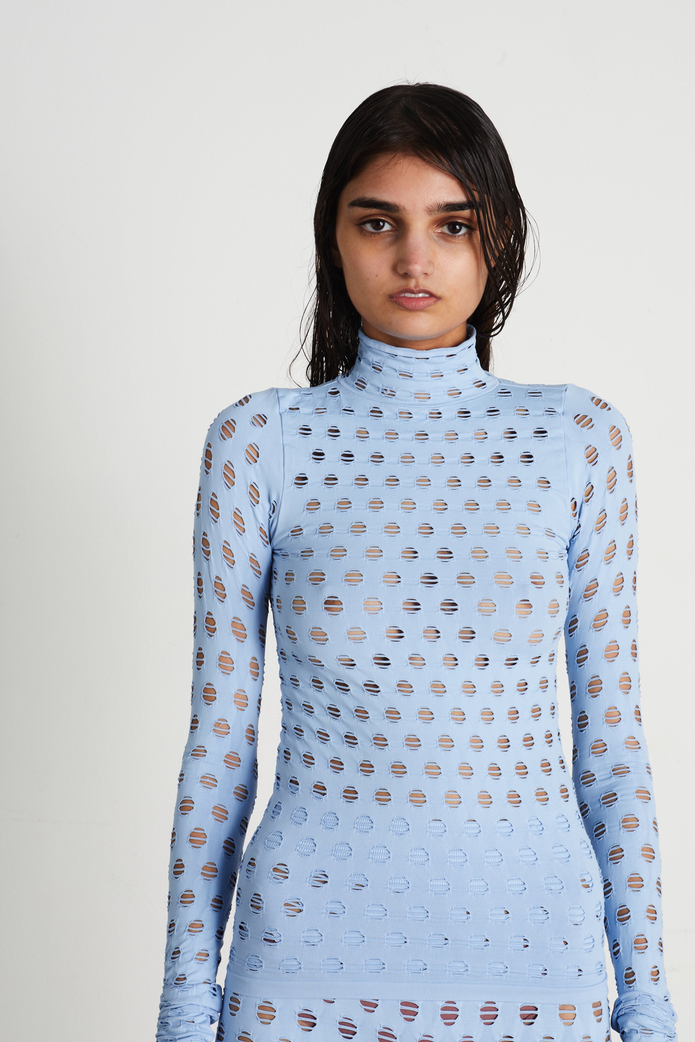 Perforated turtleneck
