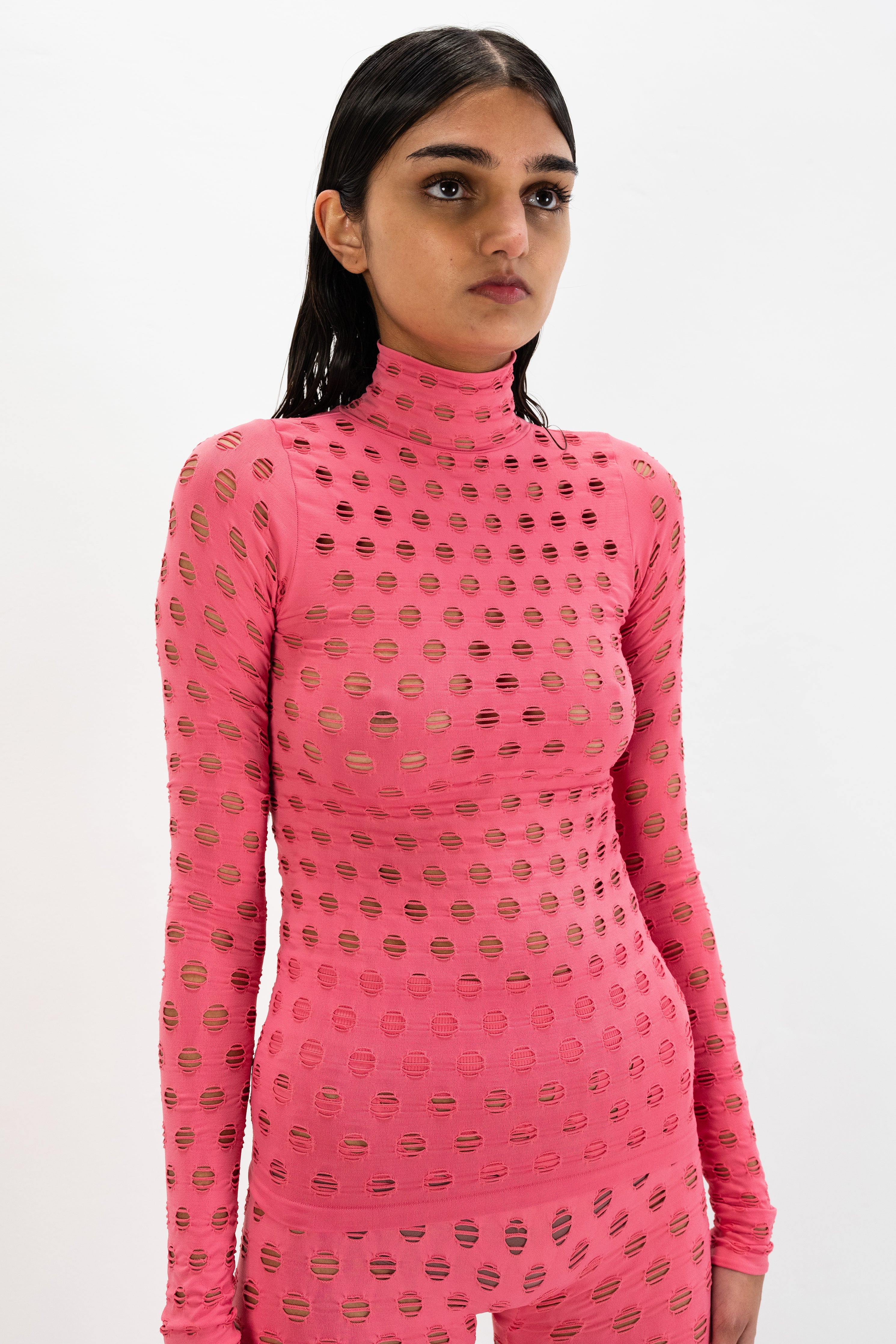 Perforated turtleneck