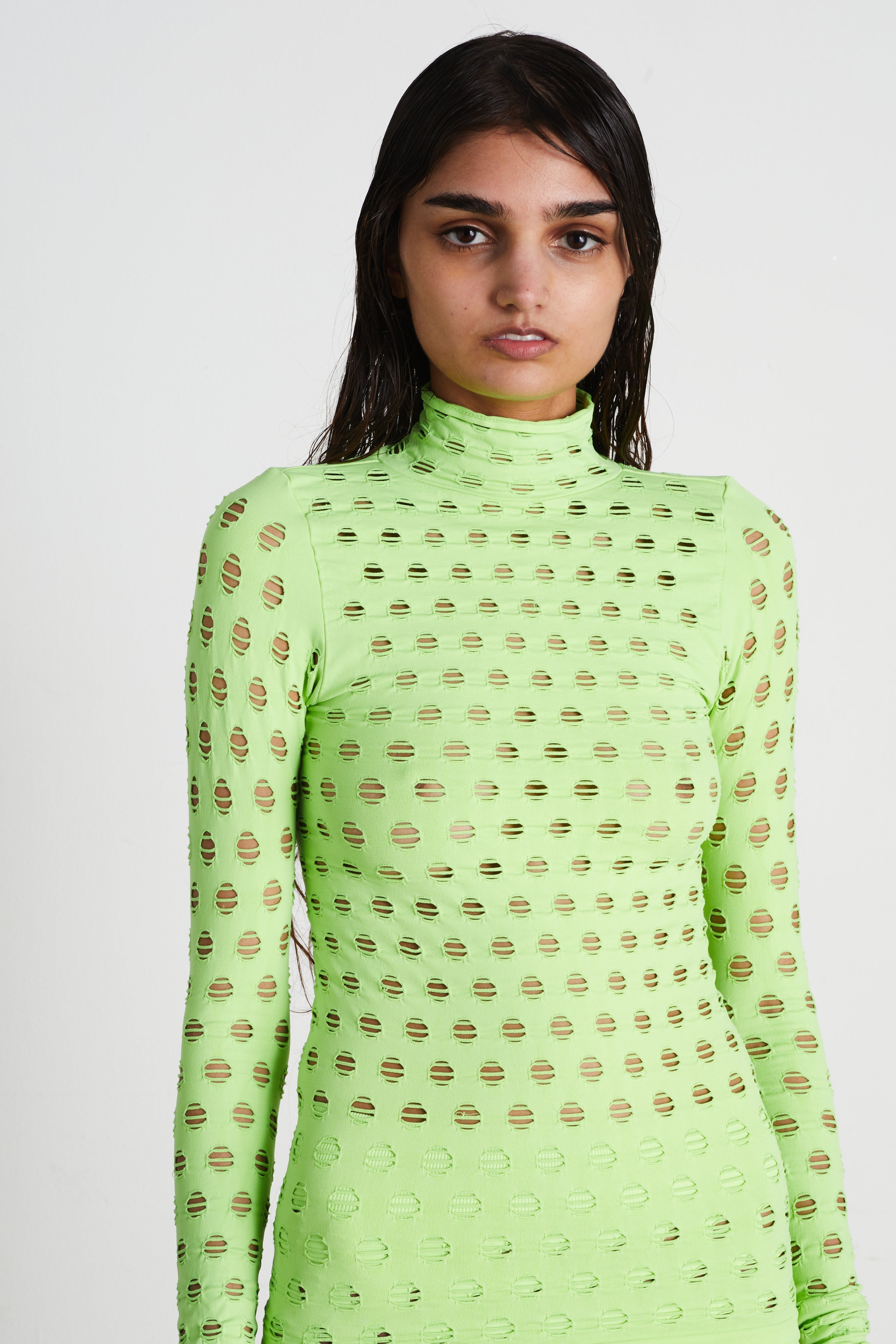 Perforated turtleneck