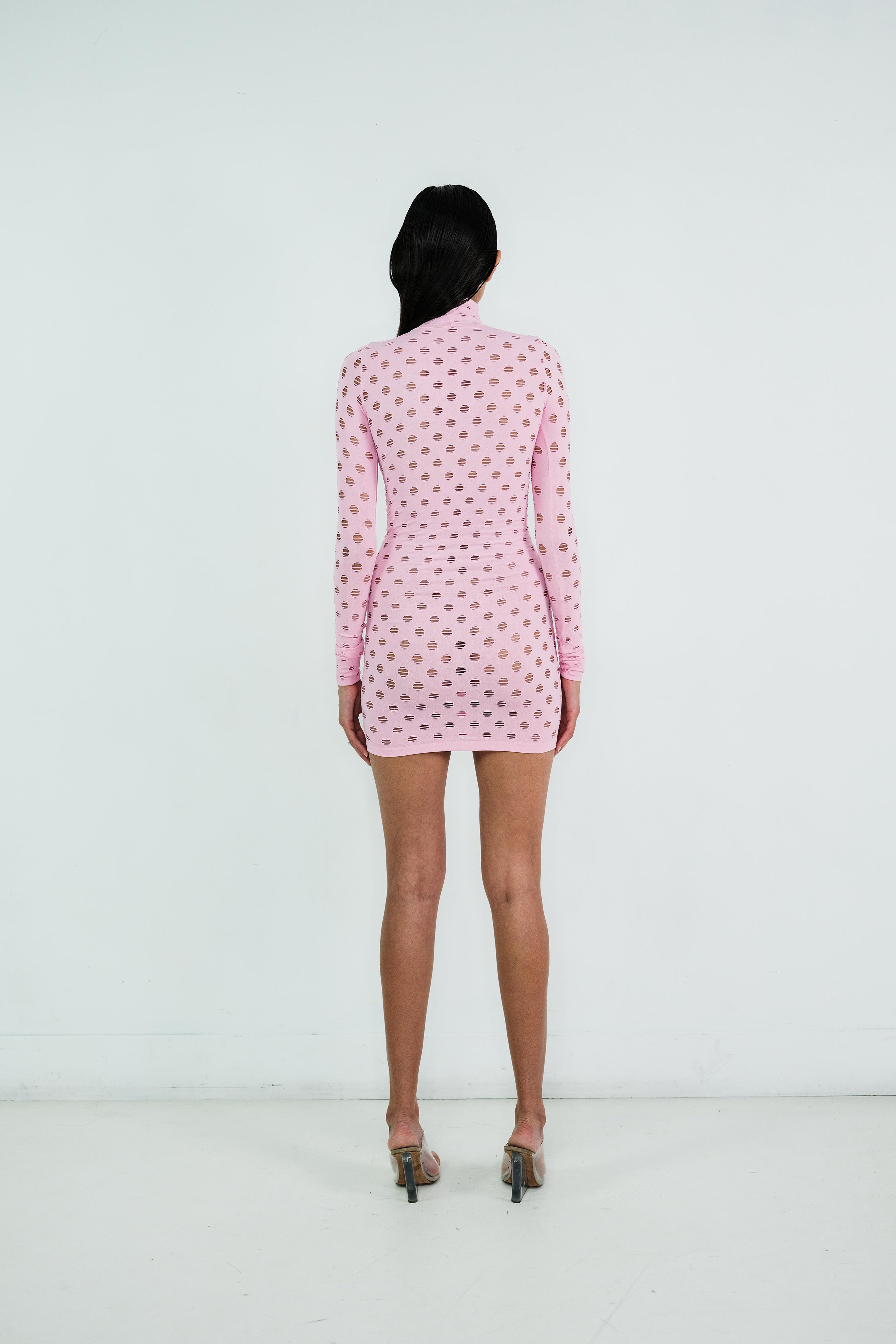 Perforated turtleneck dress