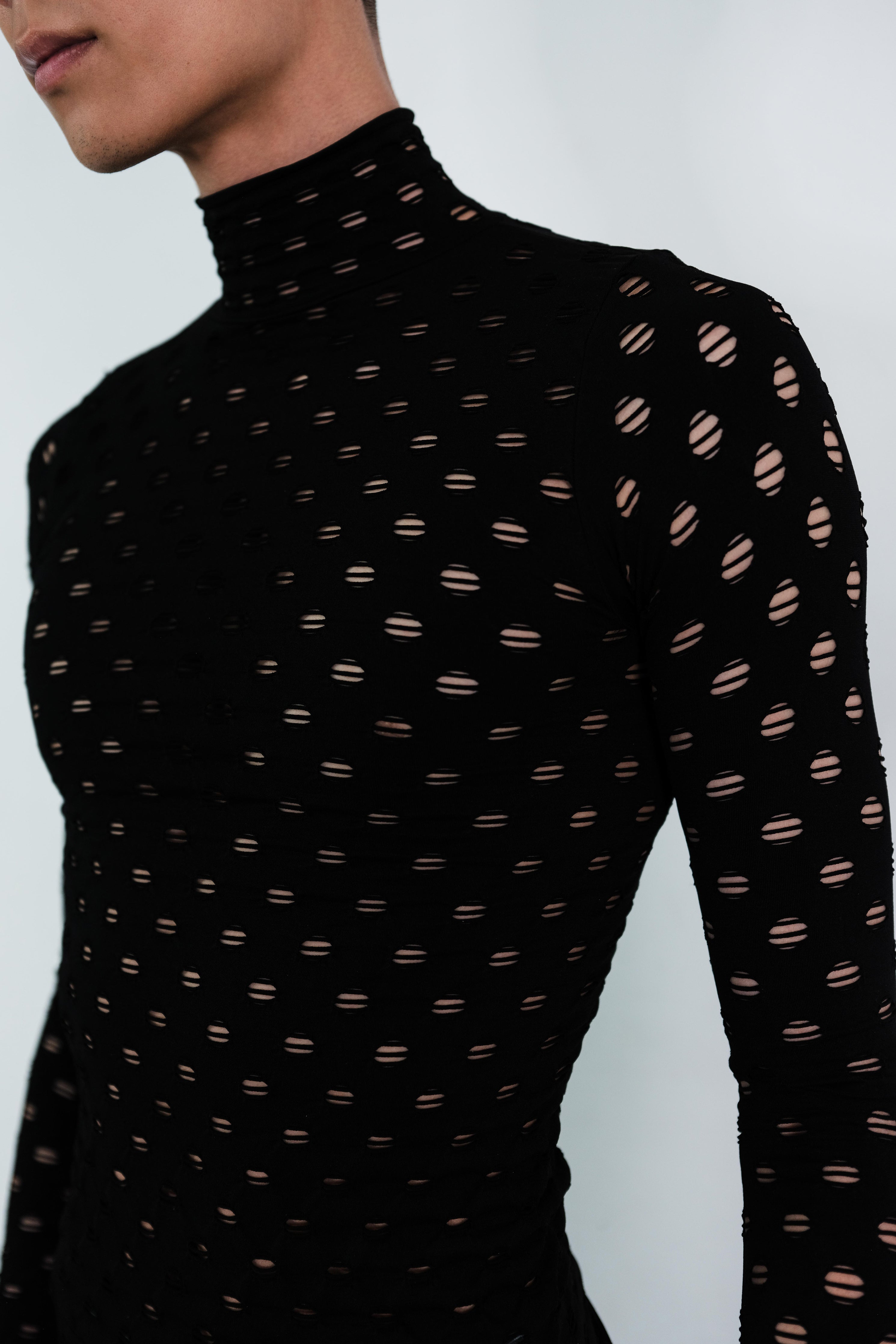 Perforated turtleneck